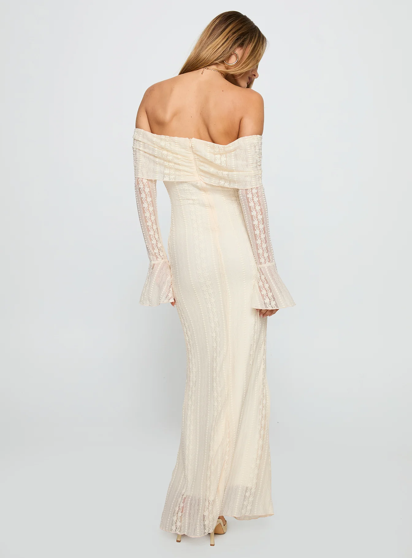 Perdita Long Sleeve Lace Maxi Dress Cream