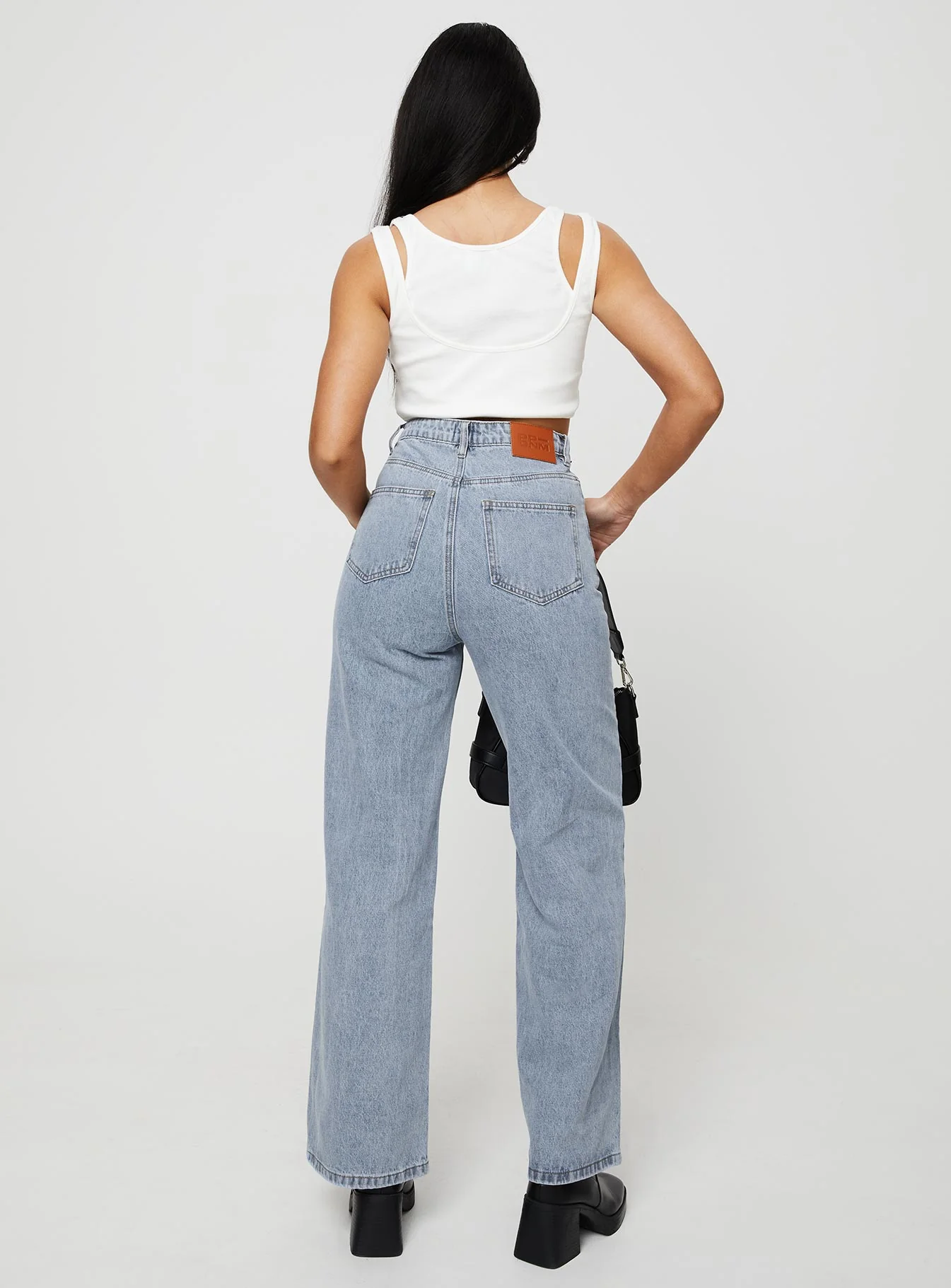 Nicolo High Rise Straight Leg Jeans Light Blue Wash