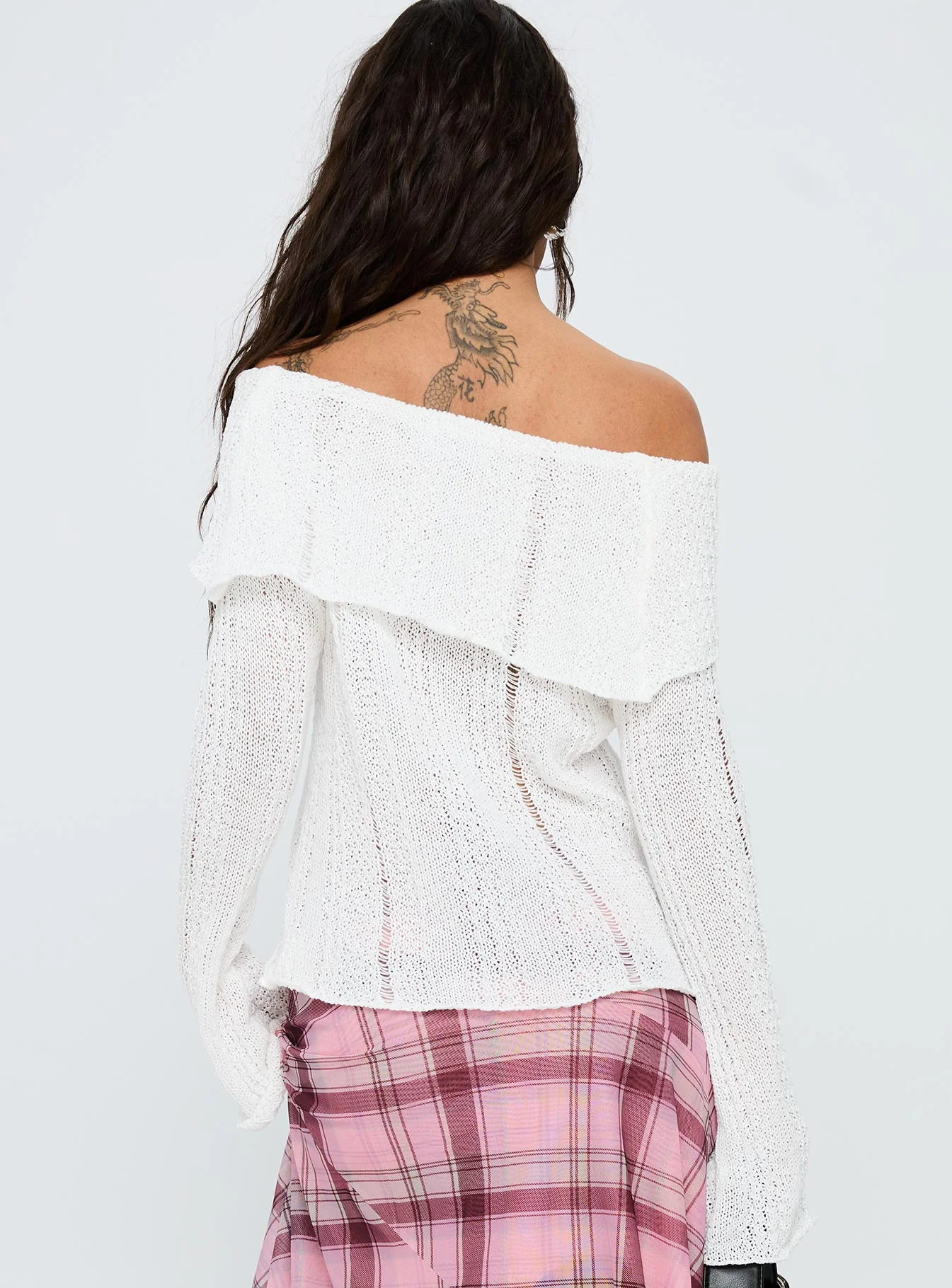 So Gone Off Shoulder Knit Sweater White
