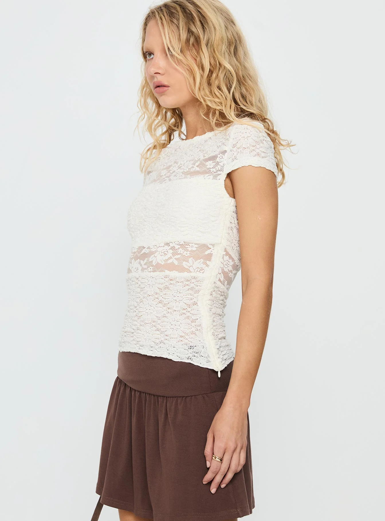 Coralee Lace Top White