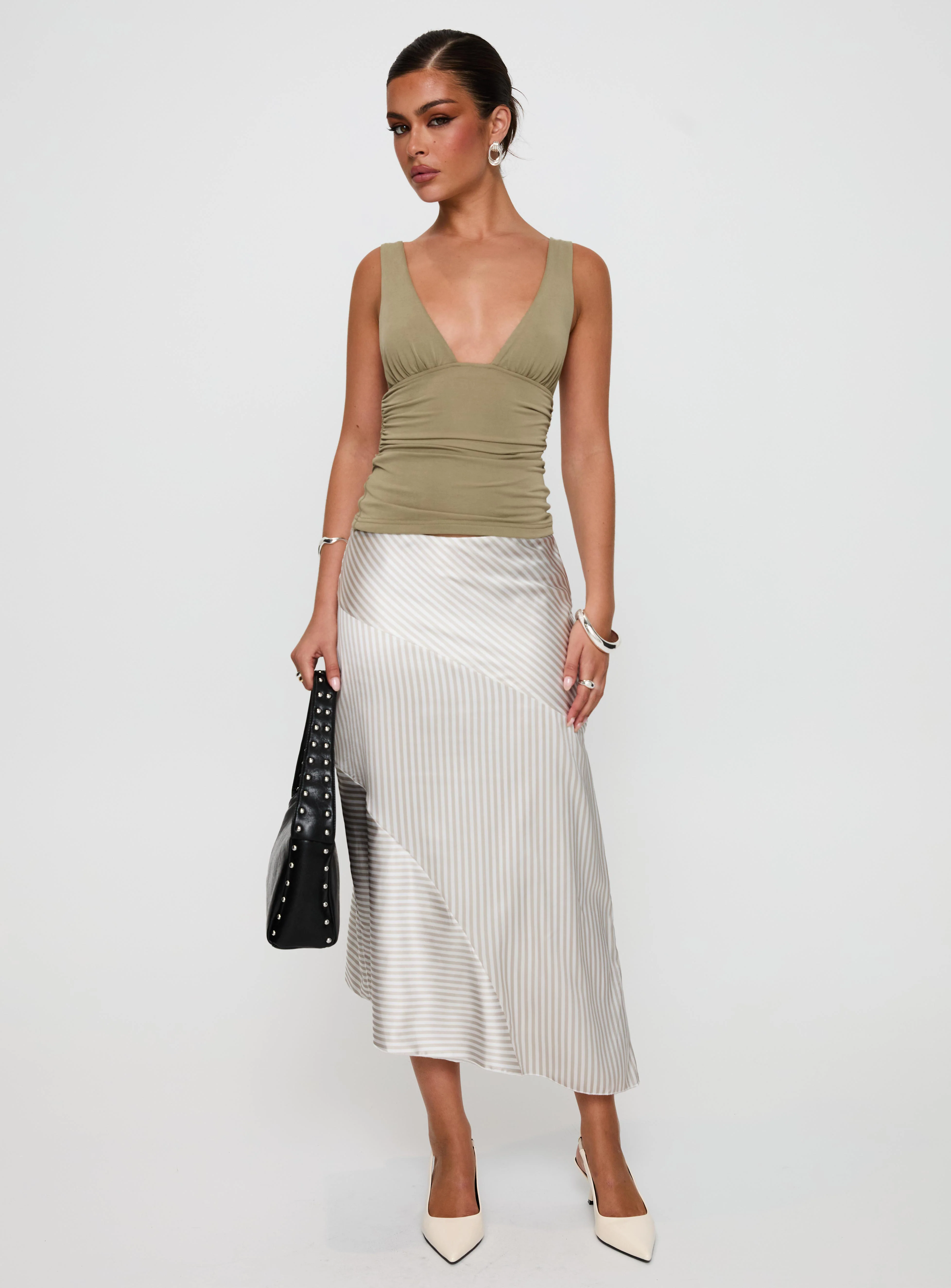 Priscella Asymmetrical Midi Skirt Multi