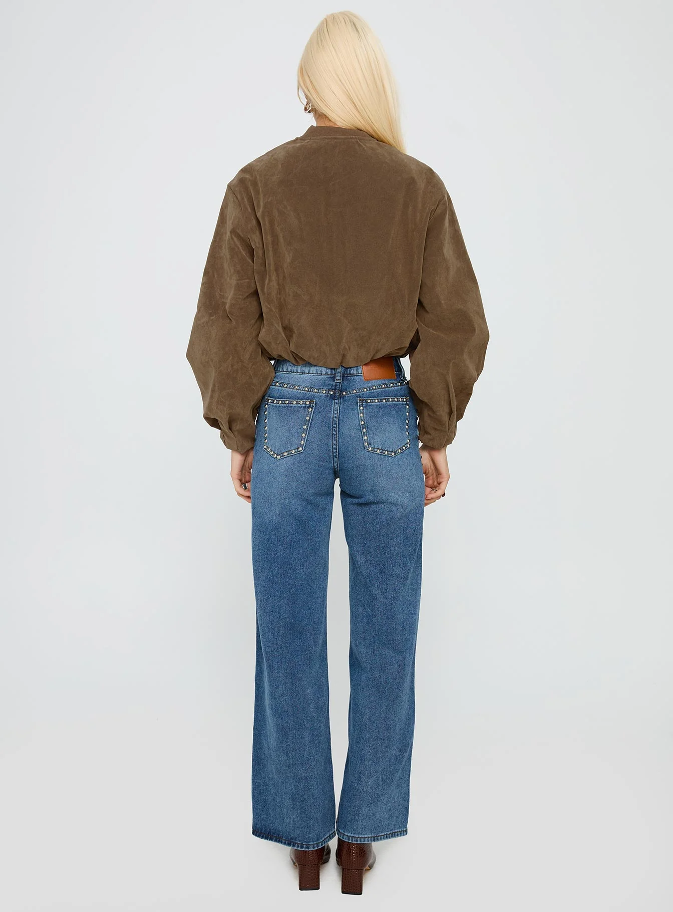 Saving Up Stud Detail Jeans Mid Blue