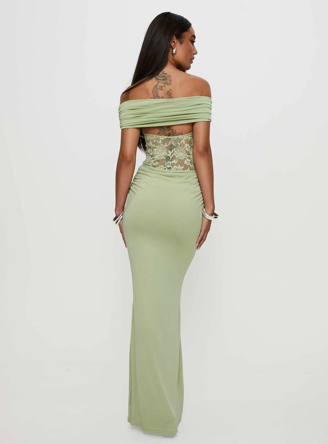 Gwendolen Off The Shoulder Maxi Dress Green