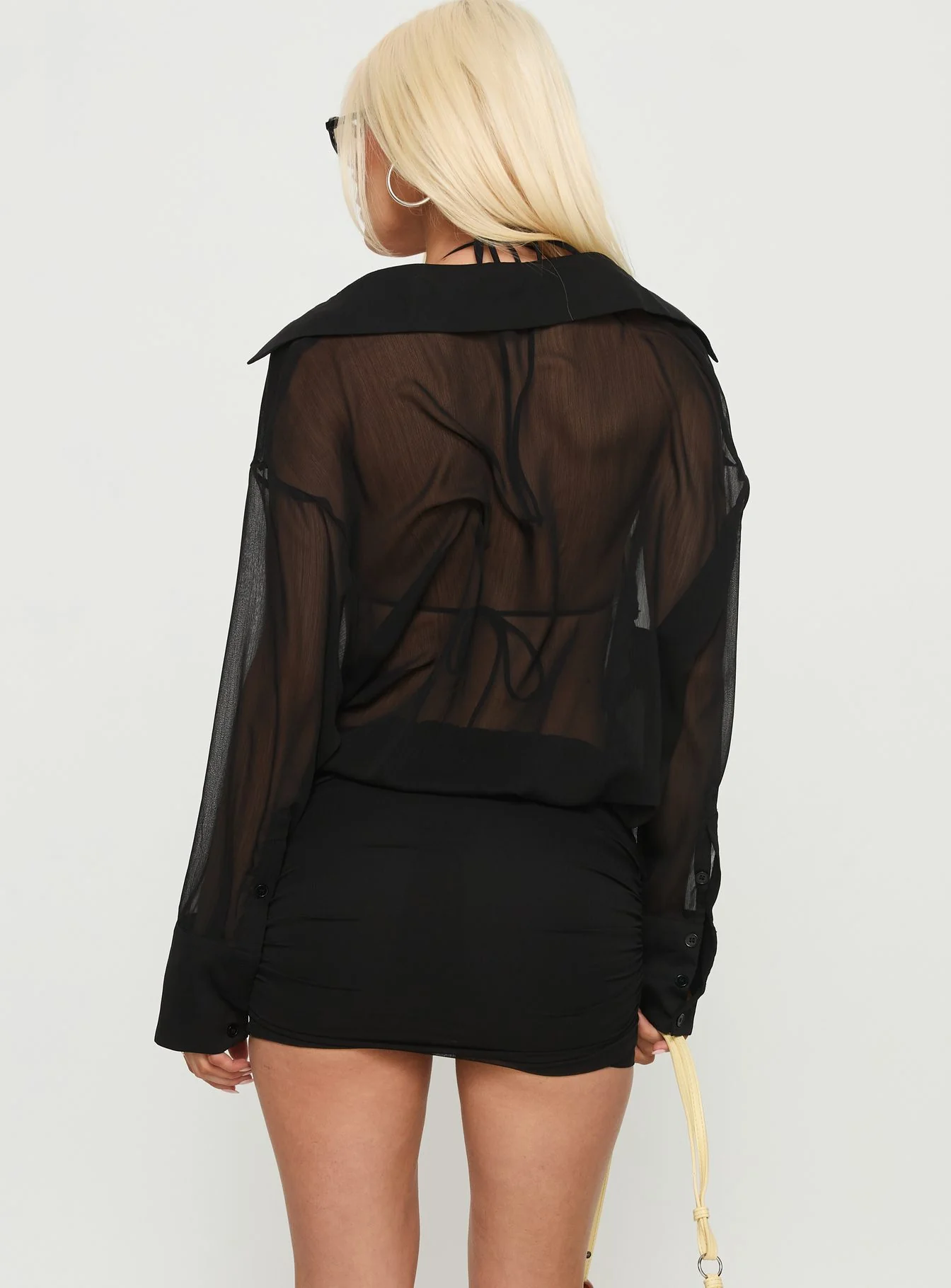 Moonrising Sheer Blouson Dress Black