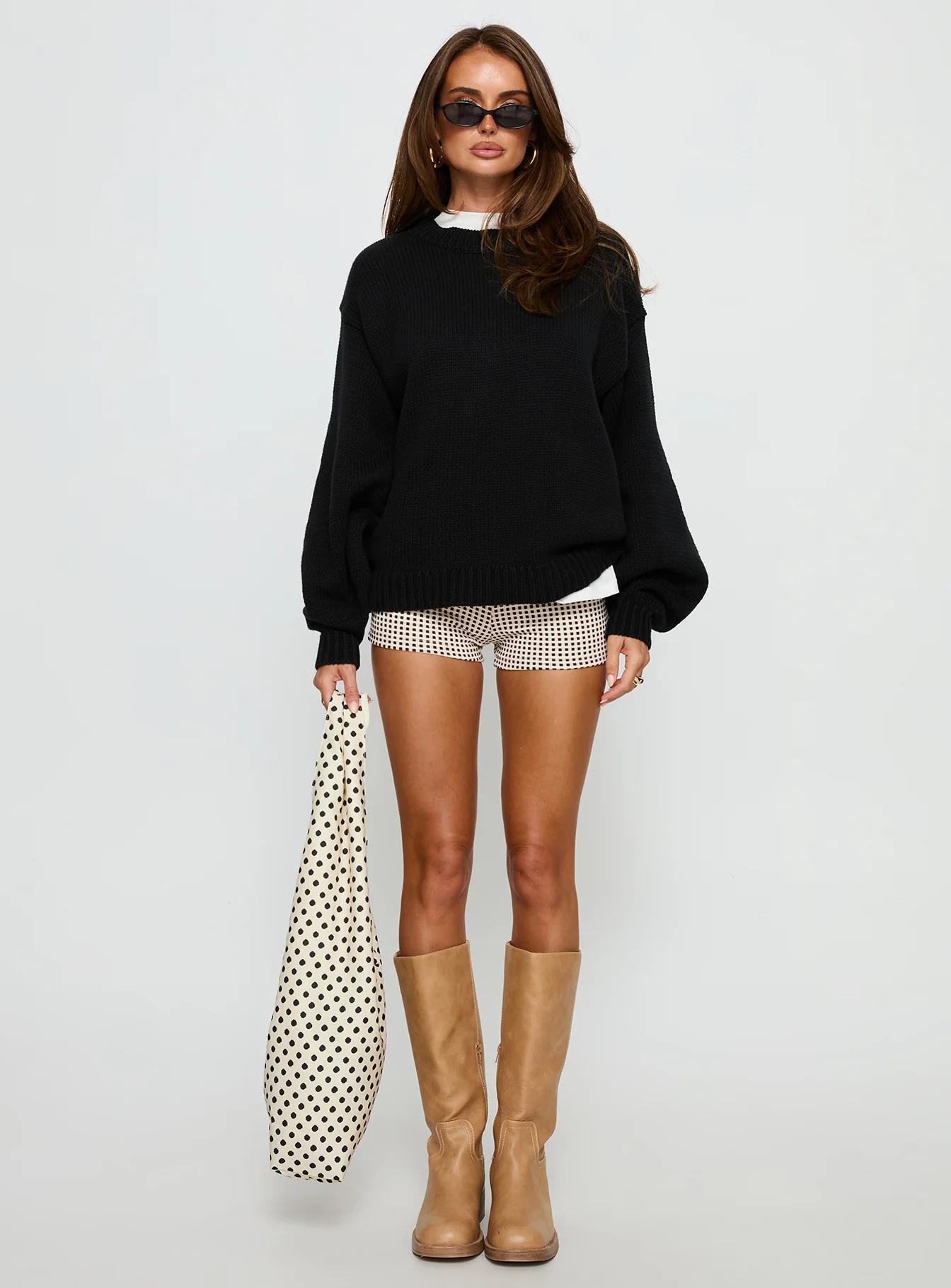 Harmony Balloon Sleeve Knit Sweater Black