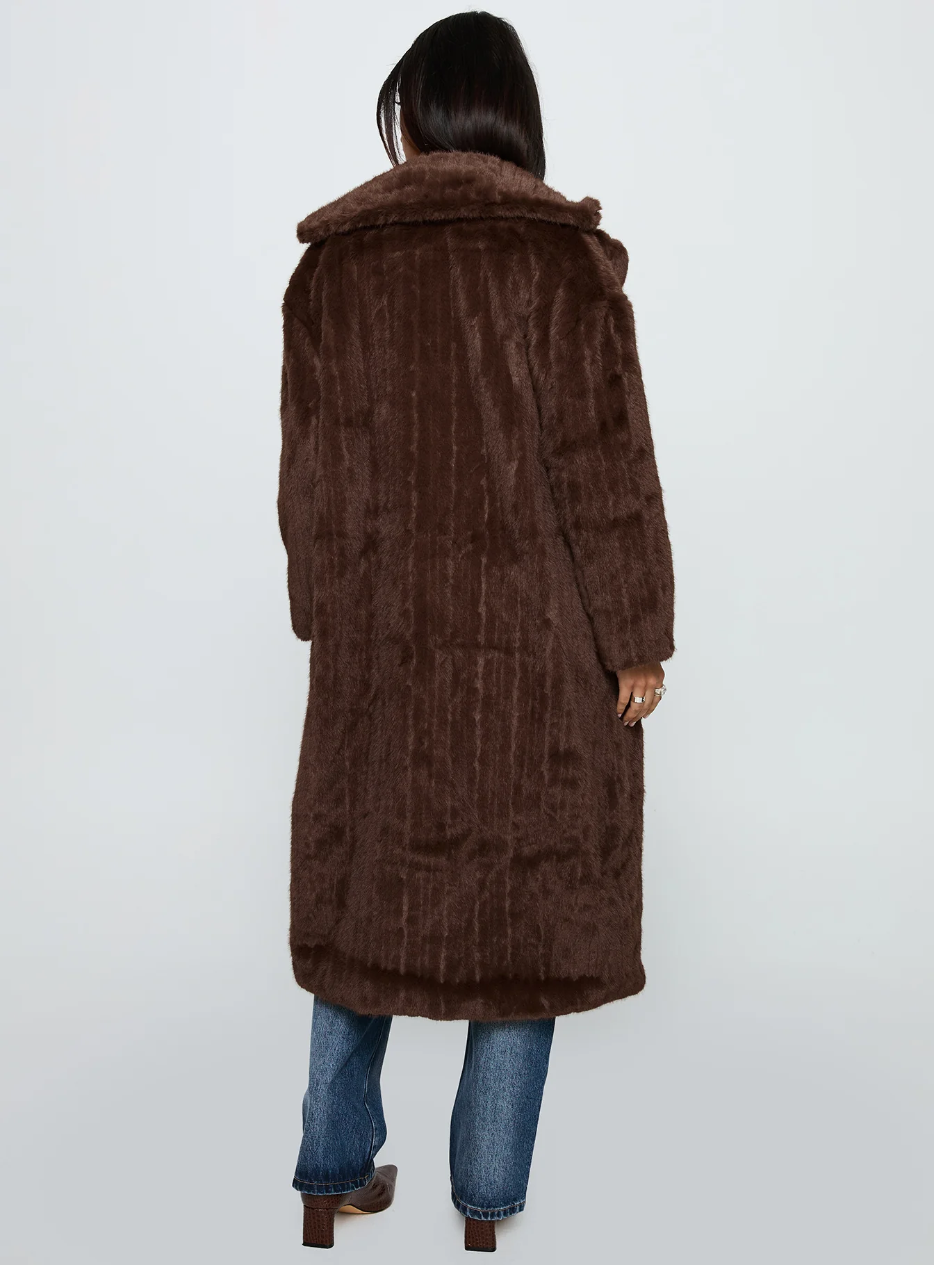 Moss Faux Fur Coat Chocolate