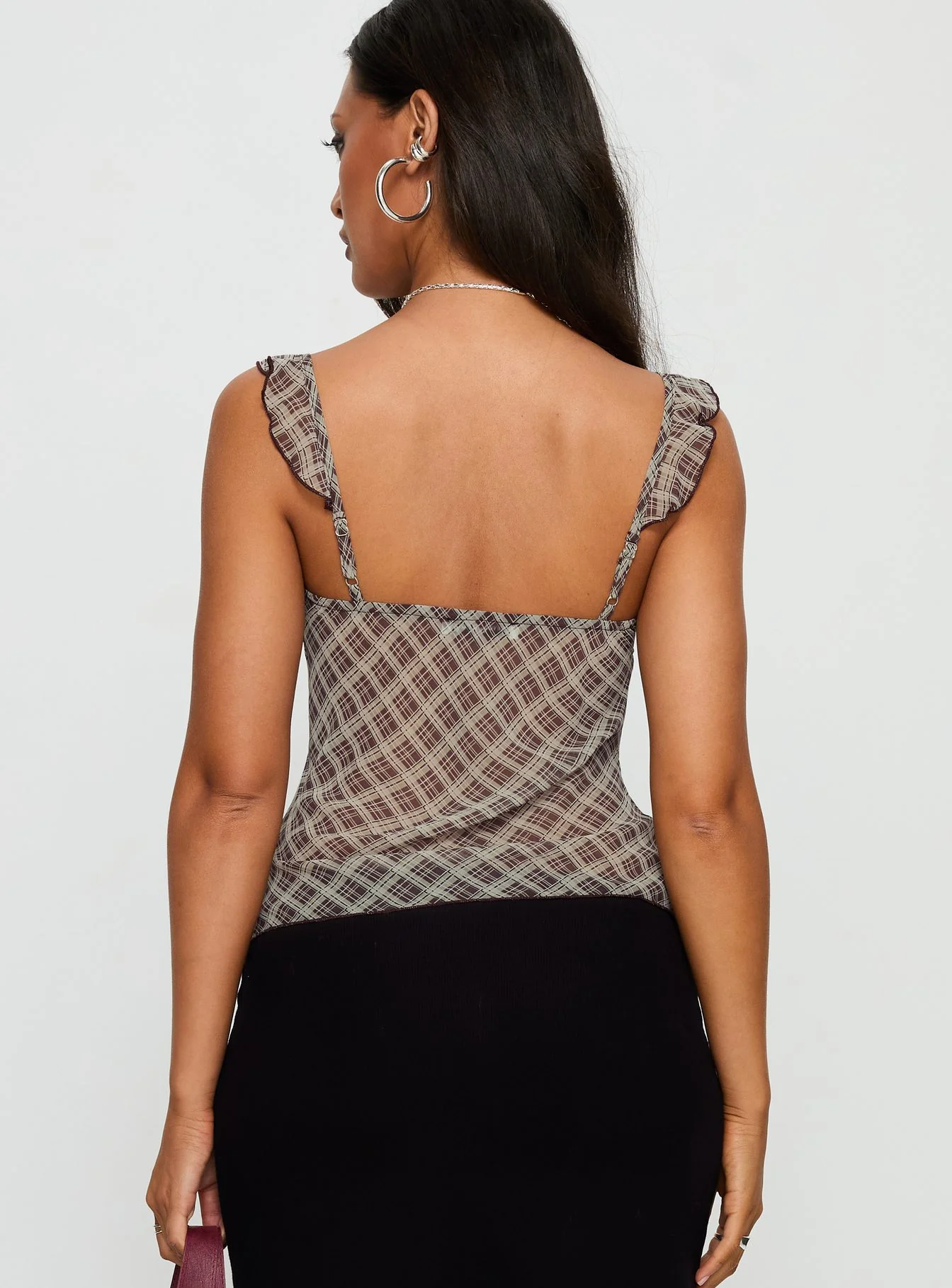 Zayliah Frill Detail Top Wine Check