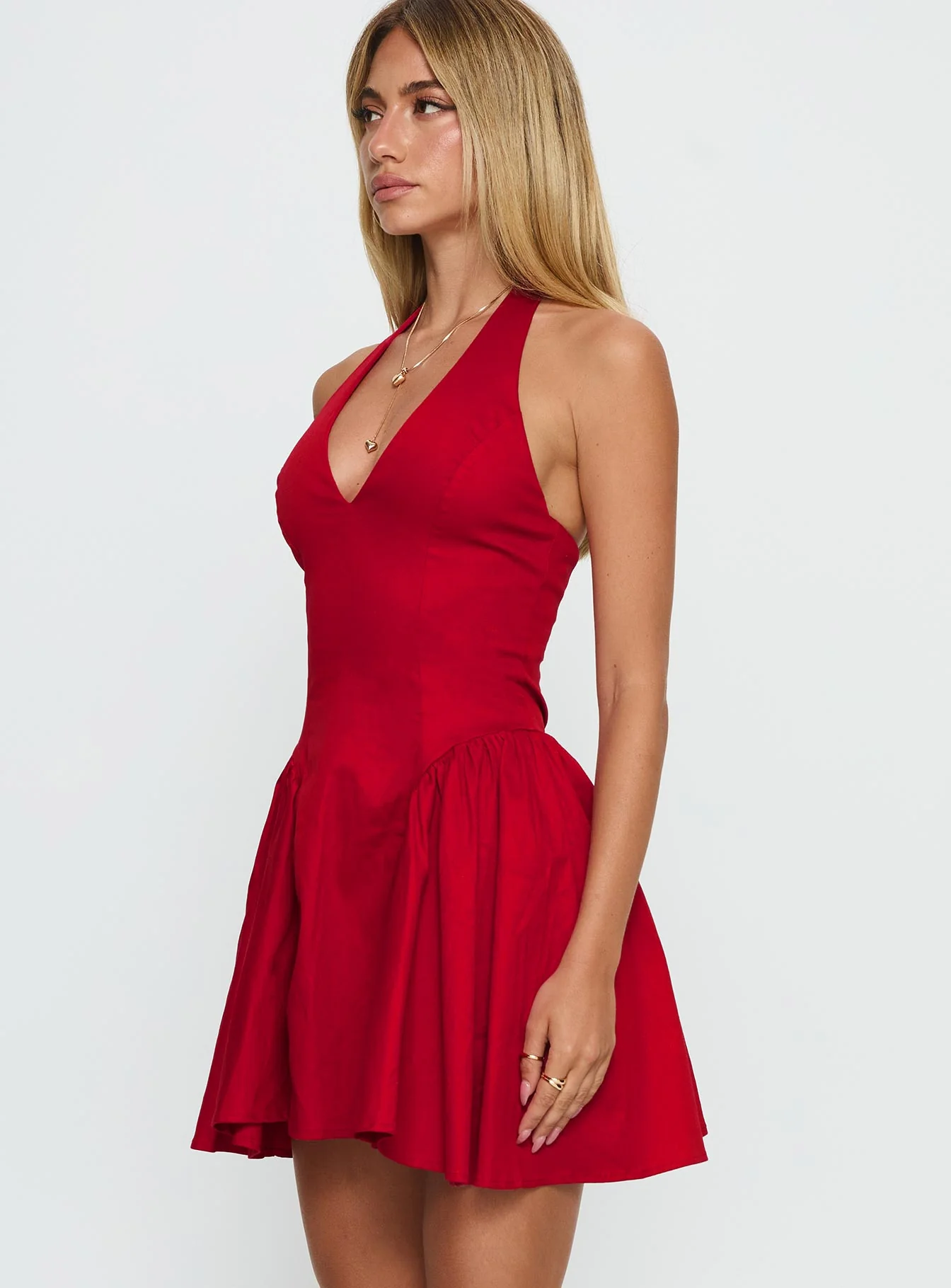 Karisse Halter Mini Dress Red
