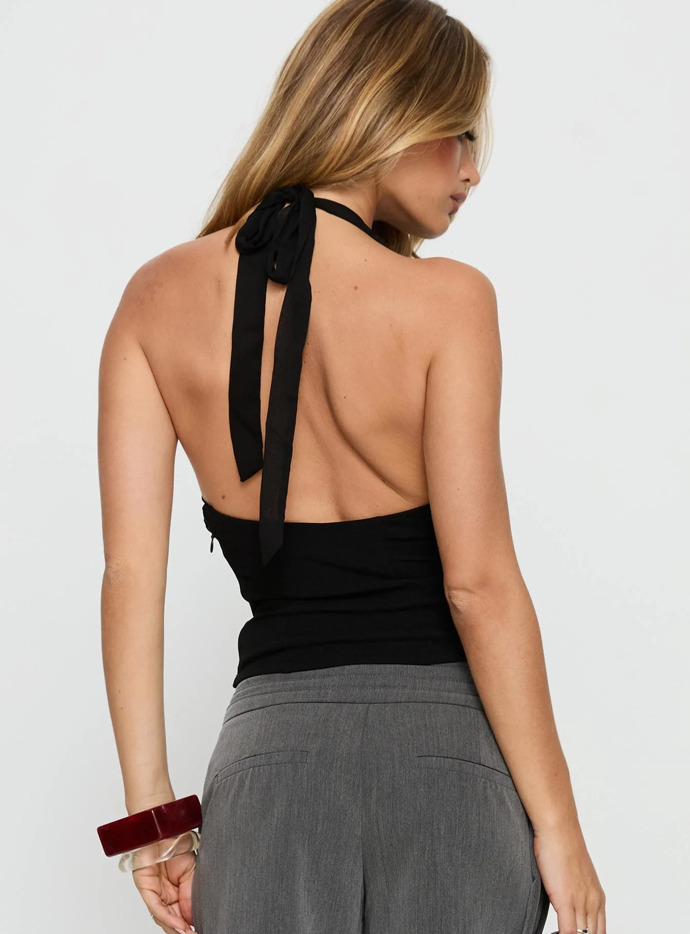 Korienna Halter Chiffon Top Black