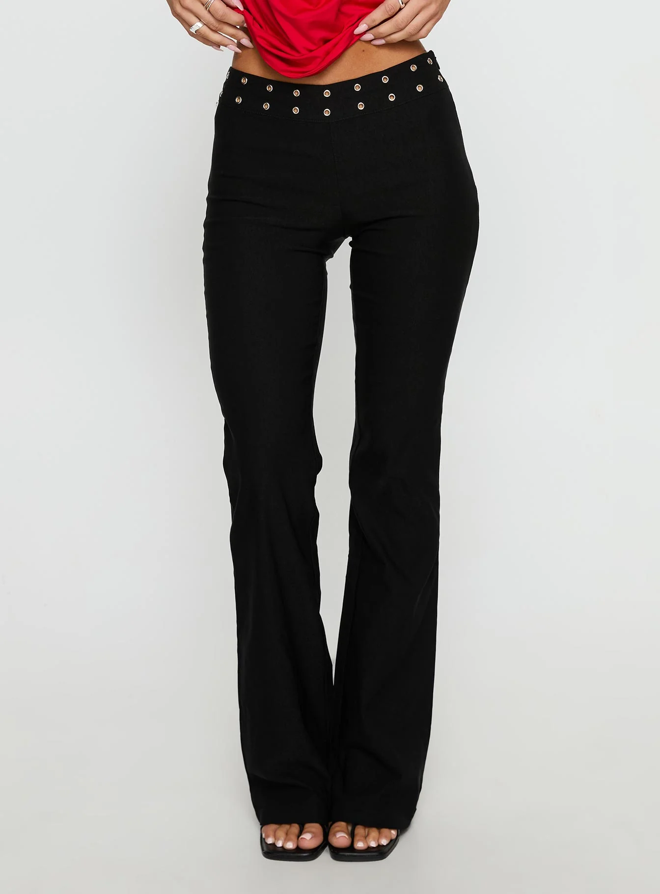 Yevina Eyelet Flare Pant Black