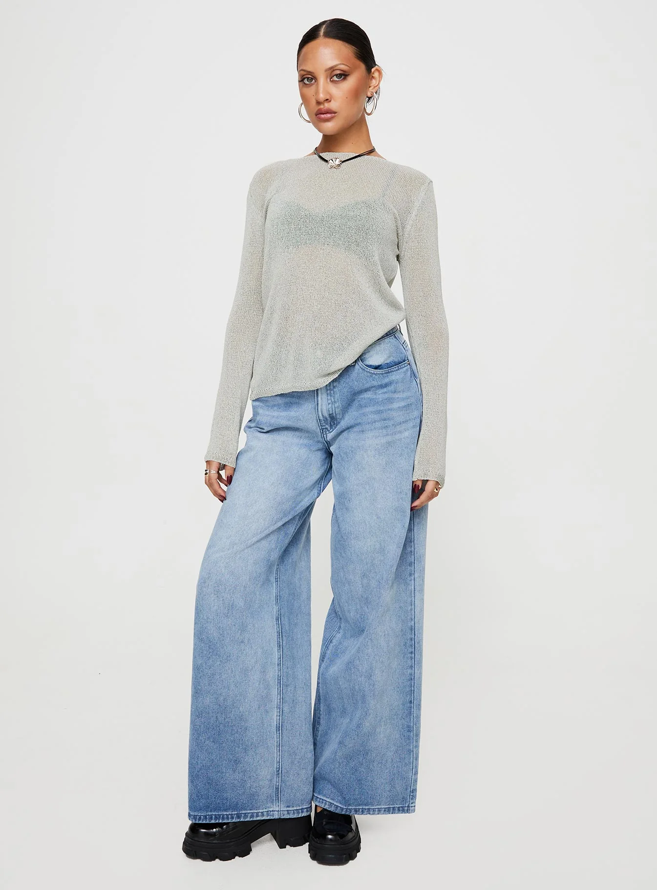 Fazzio Long Sleeve Top Silver