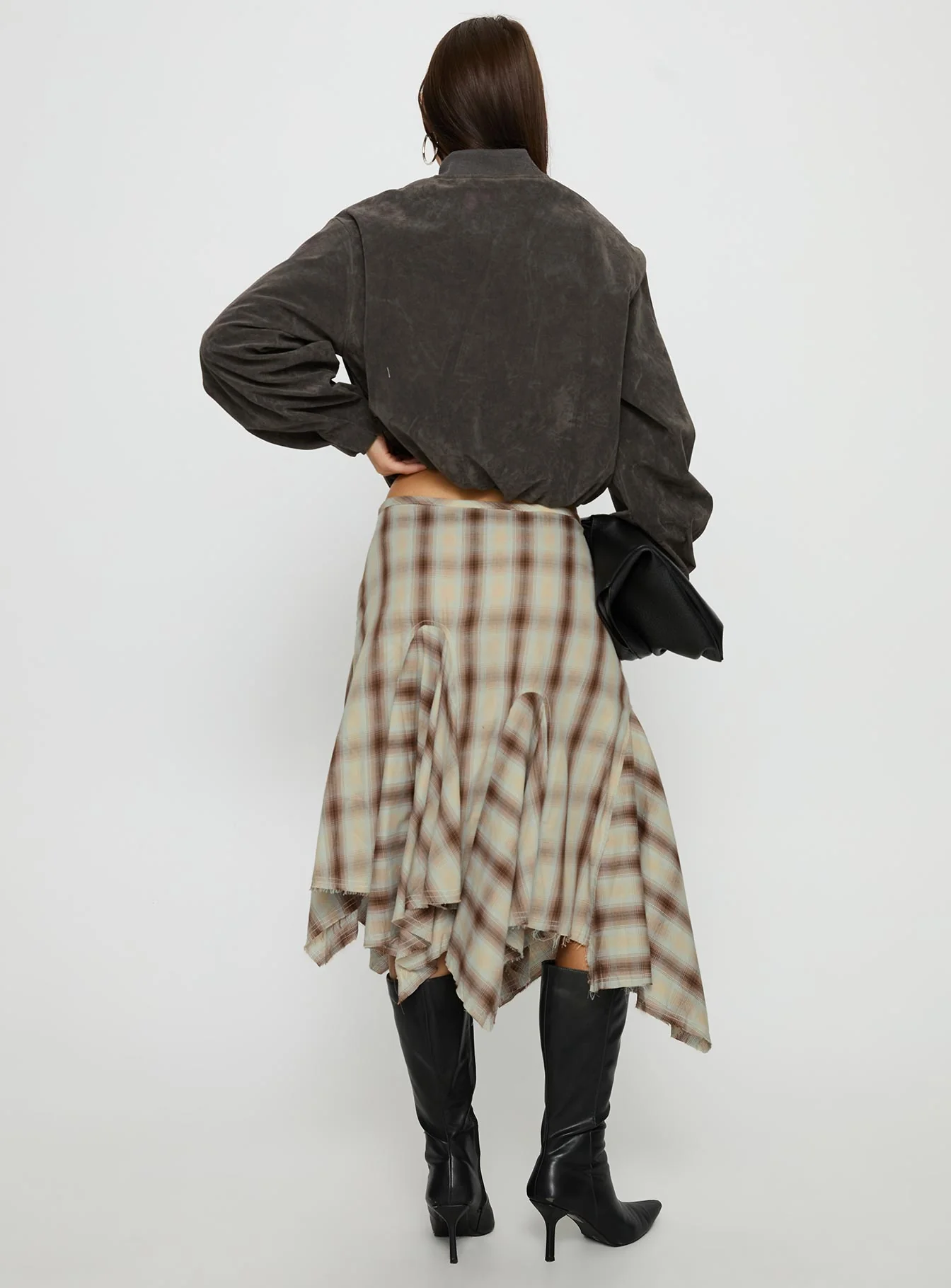 Toshie Asymmetrical Midi Skirt Multi Check