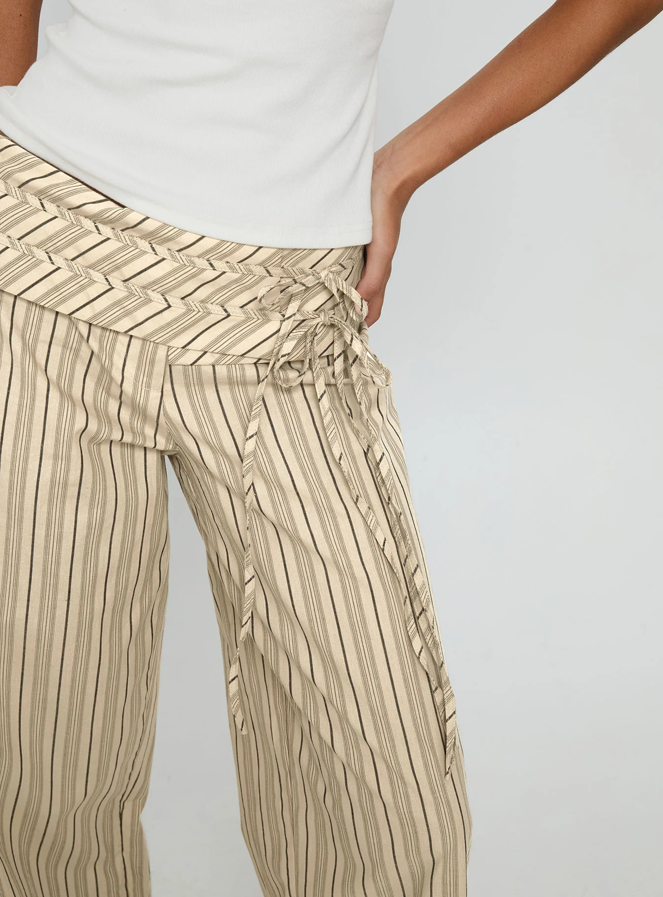 Seneca Wrap Pant Beige Stripe