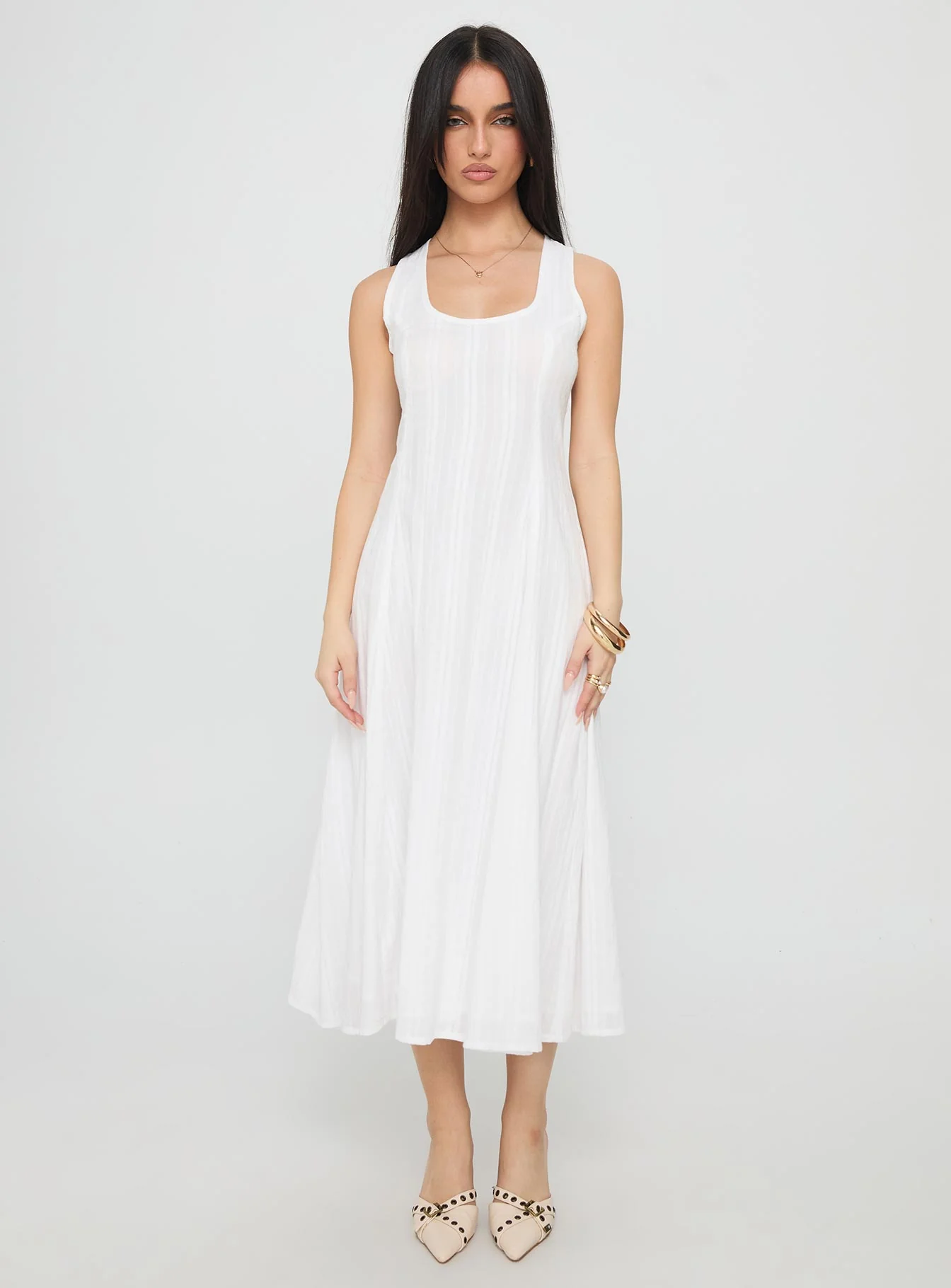 Forever Loved Panelled Midi Dress White