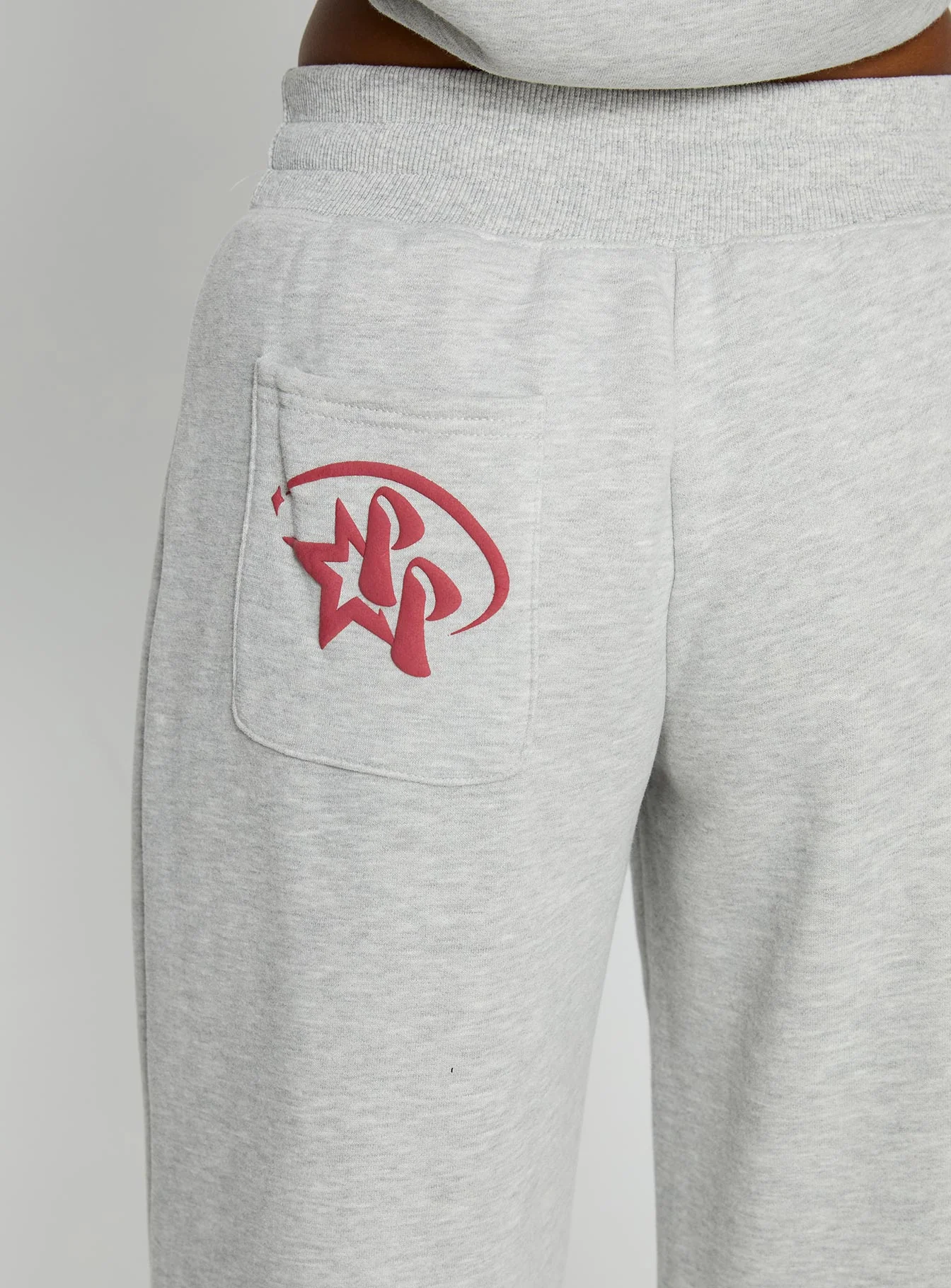 Princess Polly Stargirl Wide Leg Sweat Pants Grey Marle