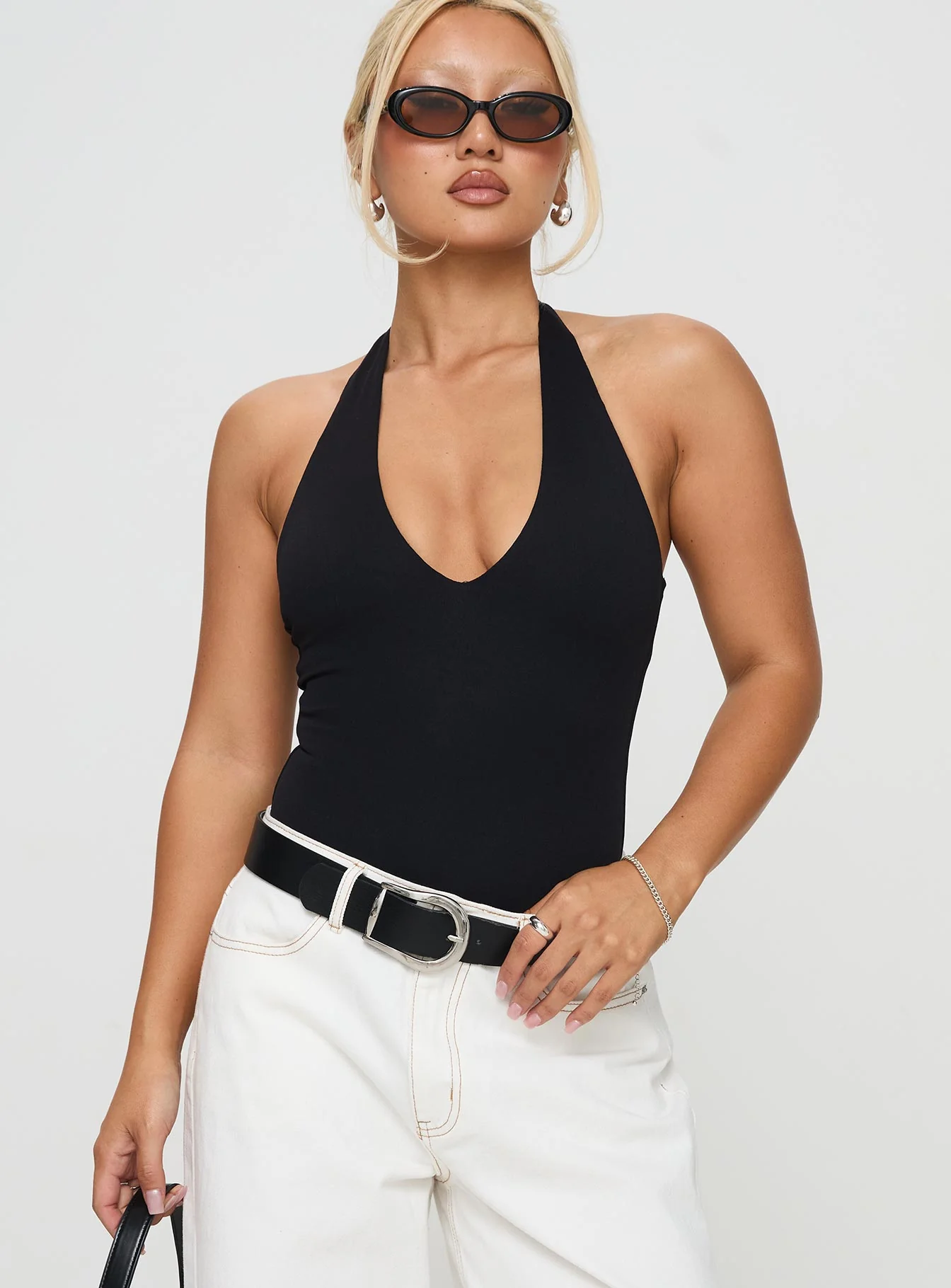 Someone New Halter Bodysuit Black