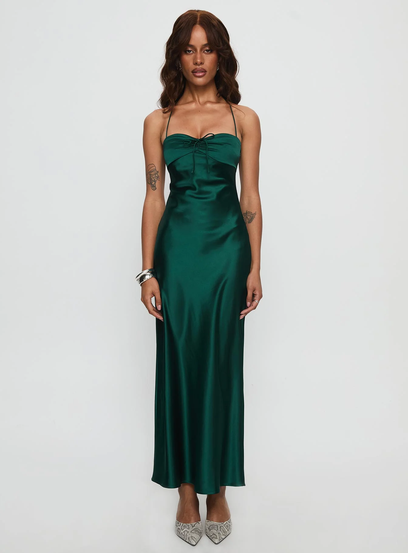 Fireproof Halter Maxi Dress Forest Green