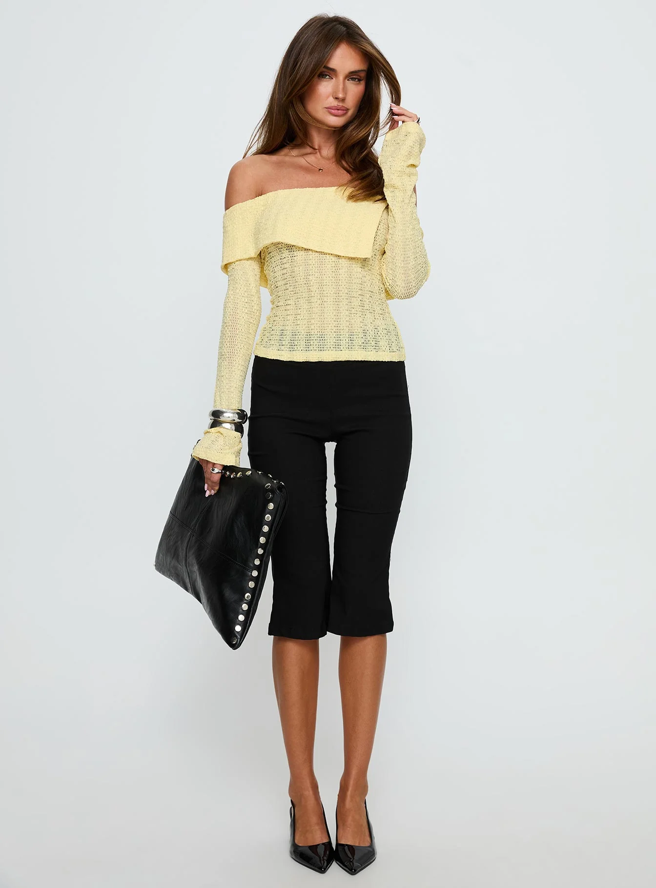 Cartrell Foldover Off Shoulder Top Lemon