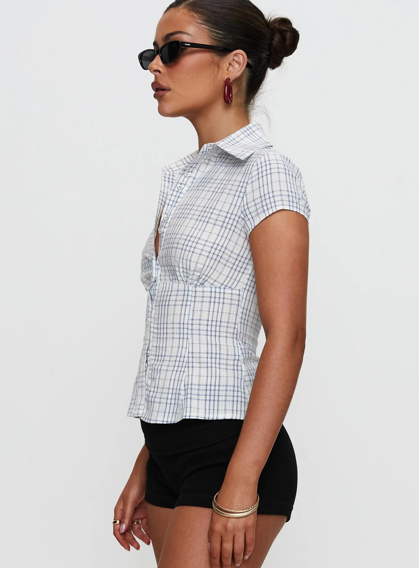 Cottesloe Blouse Top Blue Check