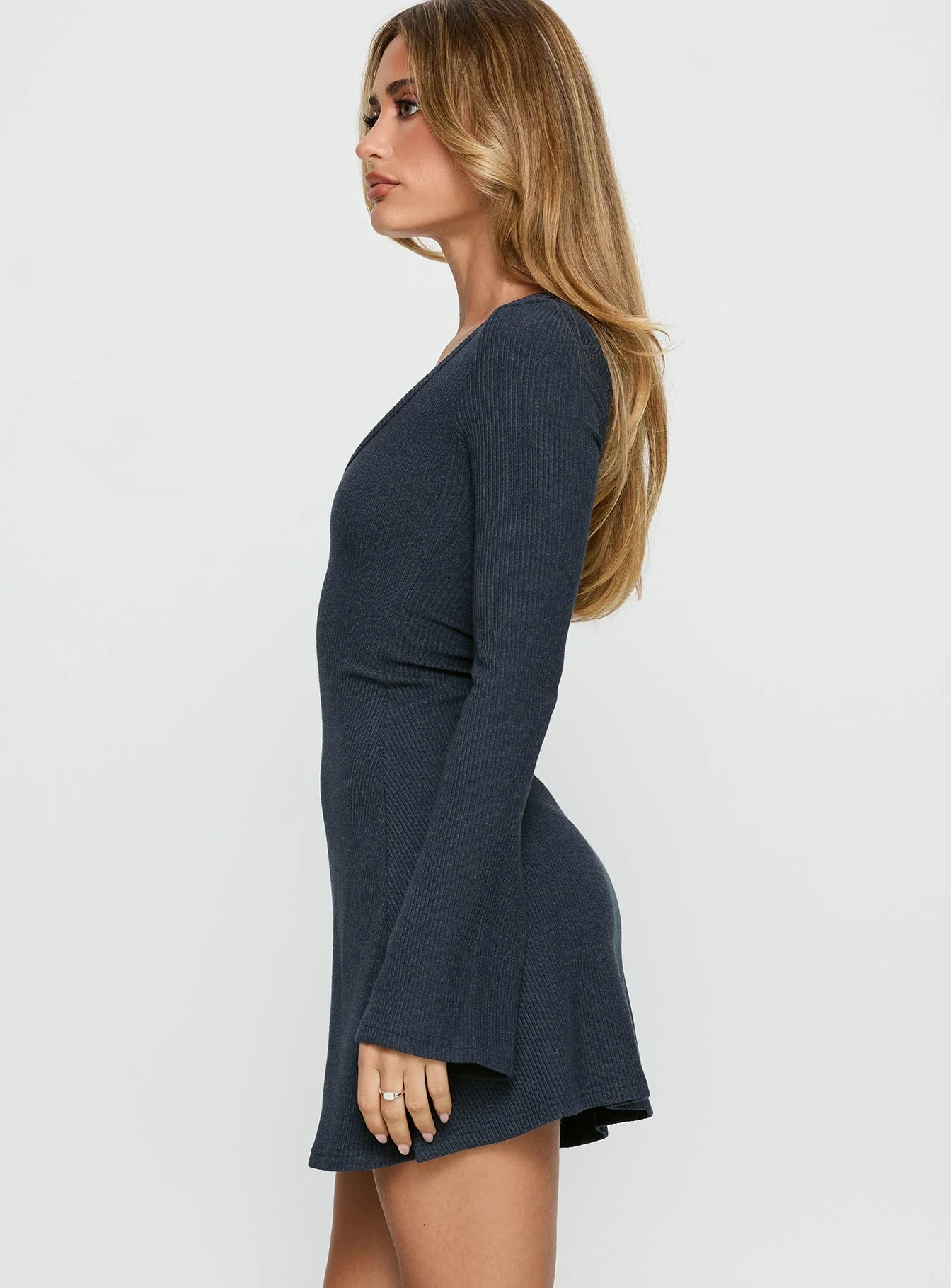 Best Interest Long Sleeve Mini Dress Navy