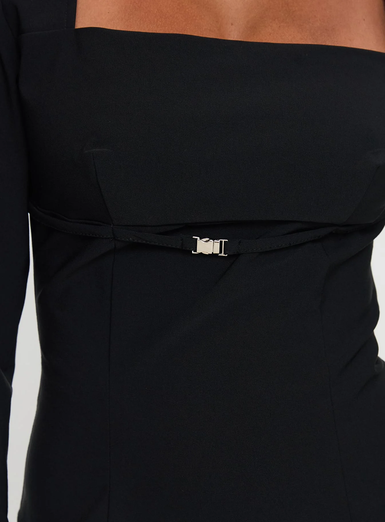 Flounce Long Sleeve Top Black