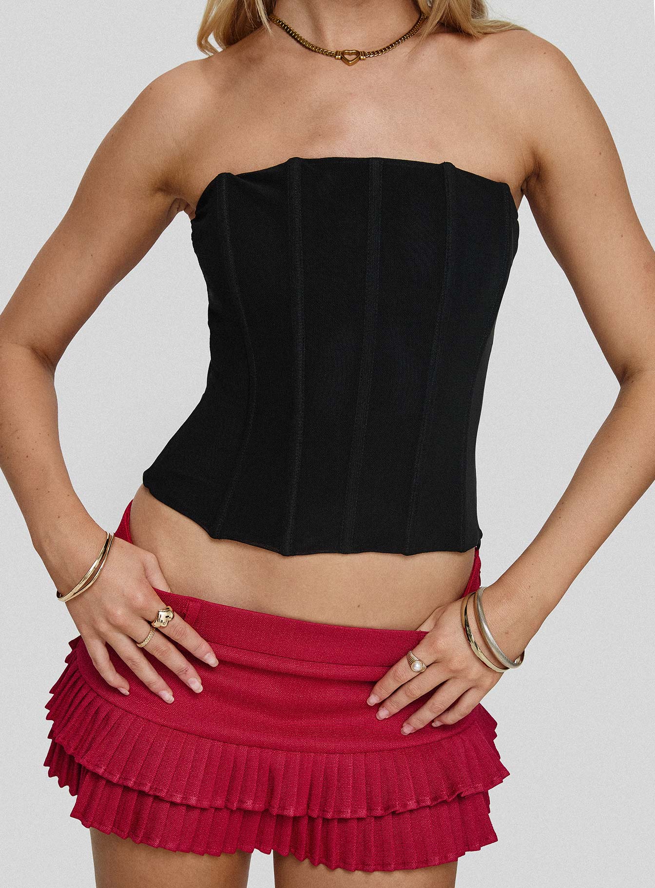 Moneypenny Strapless Top Black