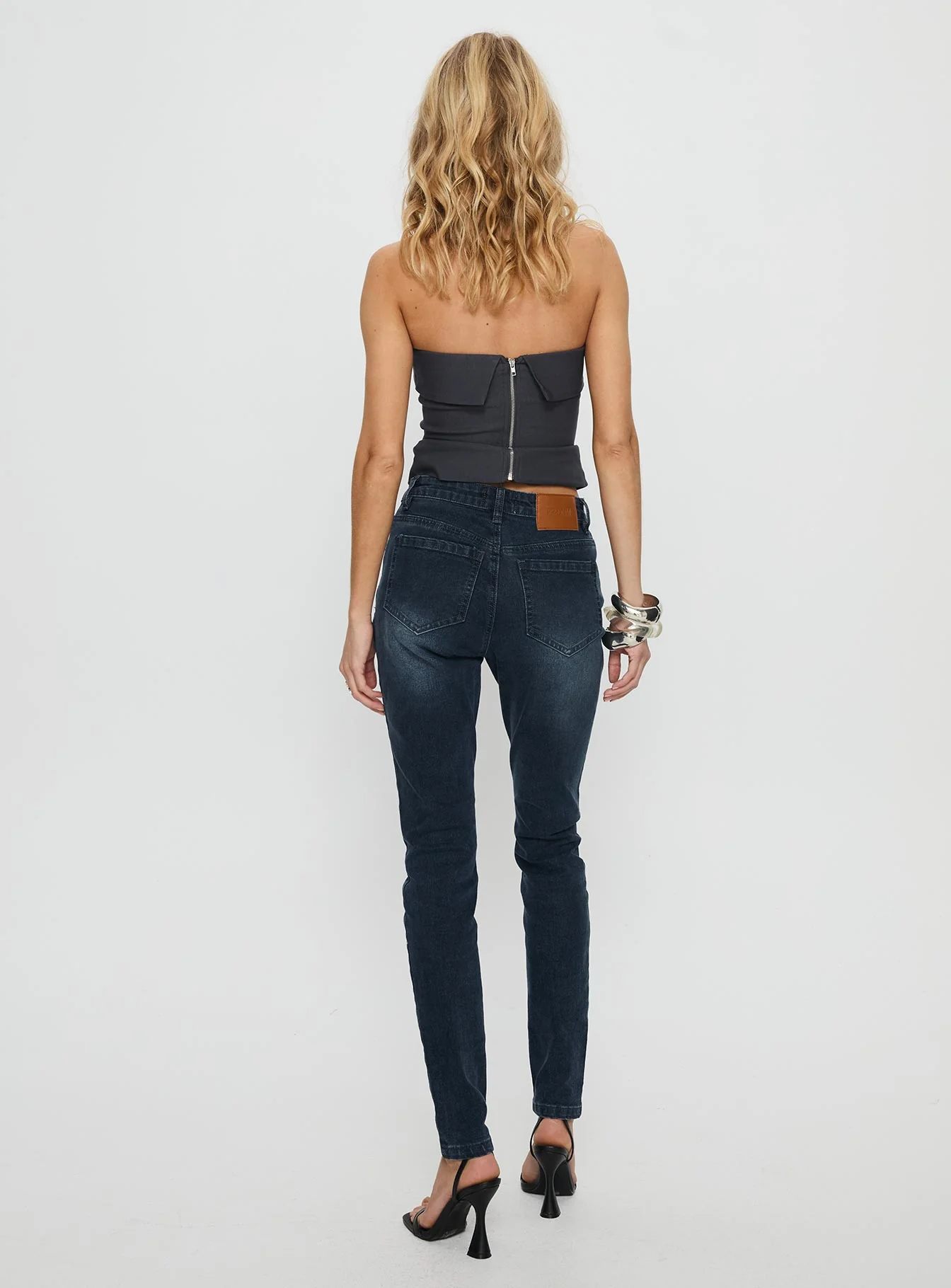 Illyssa Mid Rise Skinny Jeans Washed Charcoal