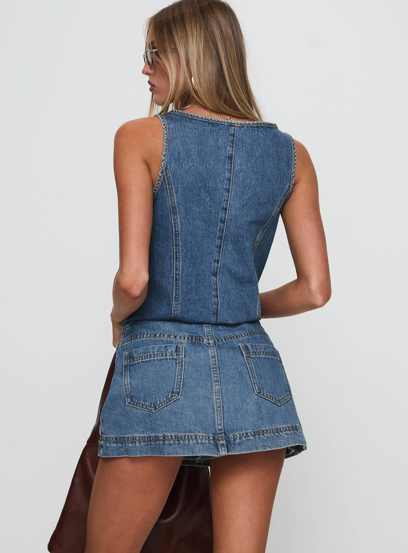 Stefenie Denim Skort Mid Wash Tall