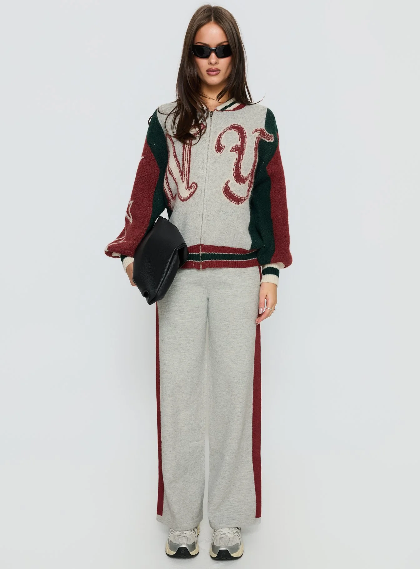 Brandyce Graphic Knit Jacket Grey / Red