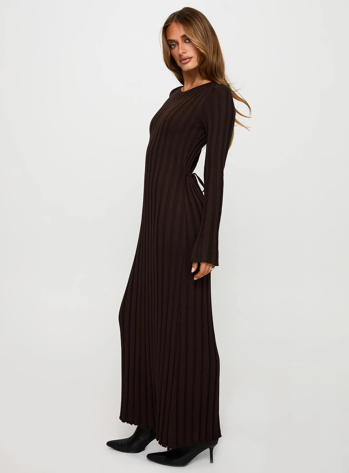 Vespa Long Sleeve Maxi Dress Brown