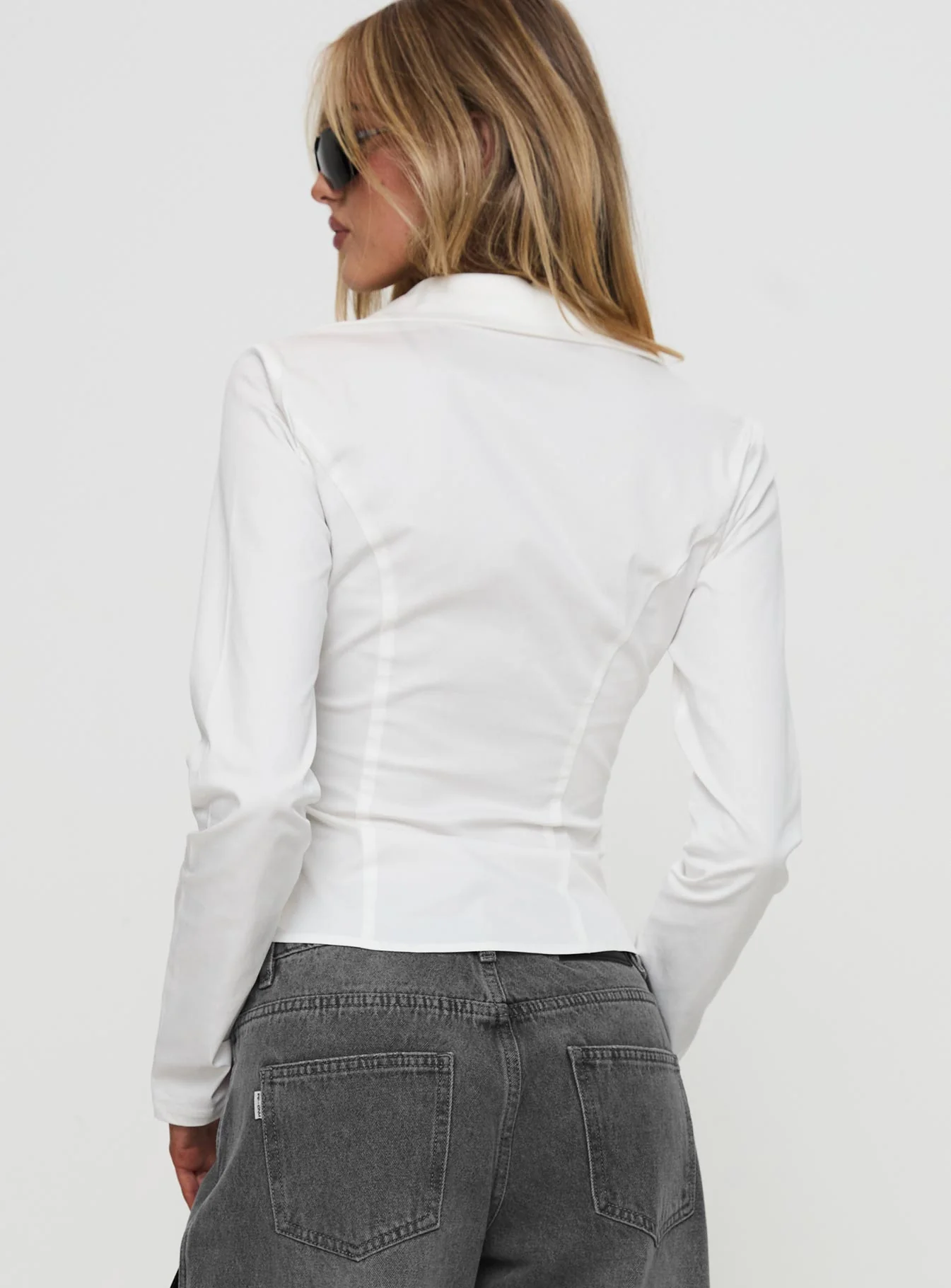 Stand Up Guy Long Sleeved Ruched Detail Top White