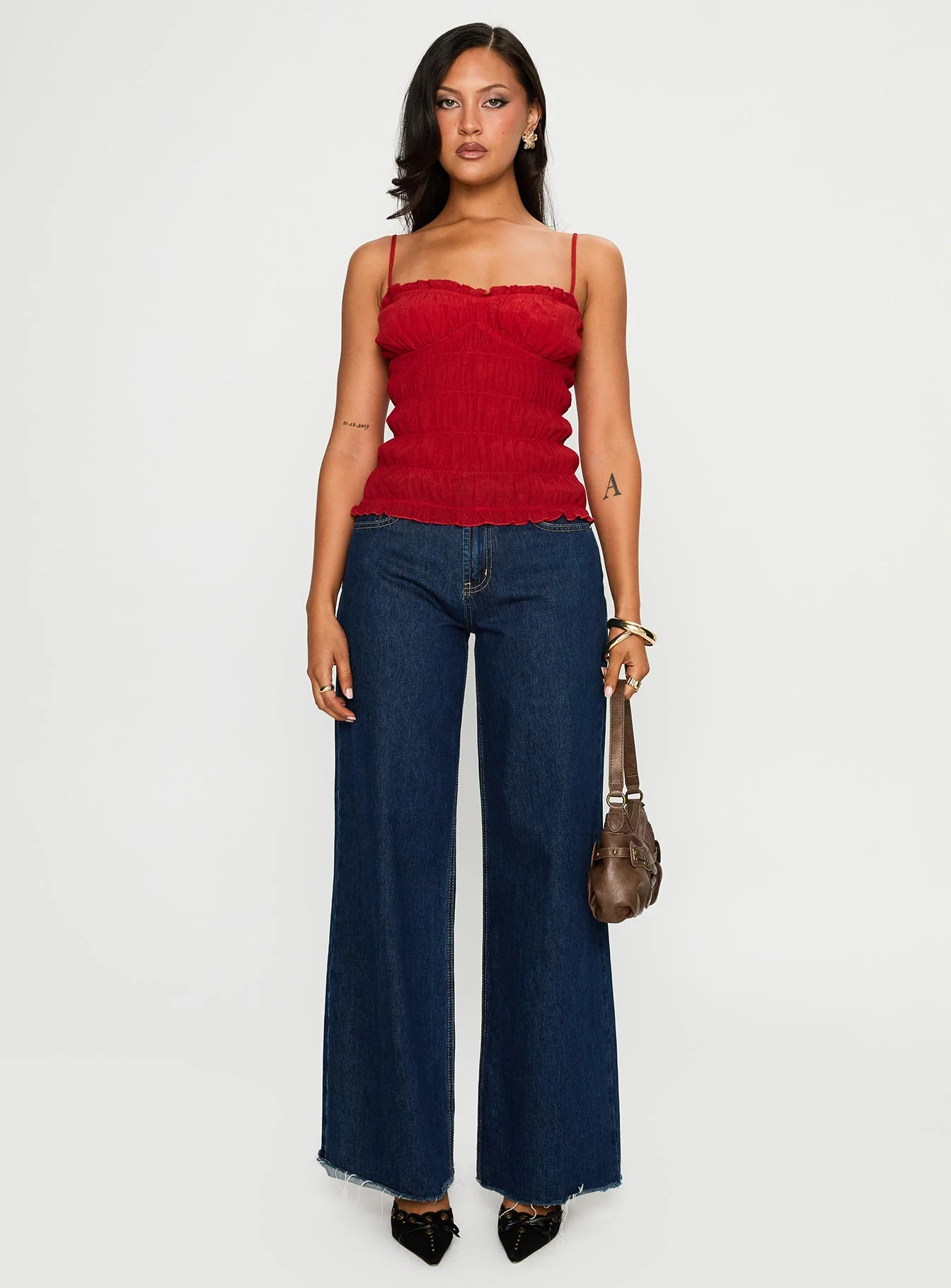 Money Maker Ruched Cami Top Red