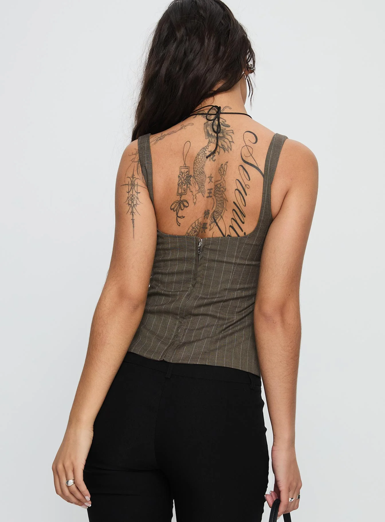 Nylen Tailored Suiting Top Brown Pinstripe