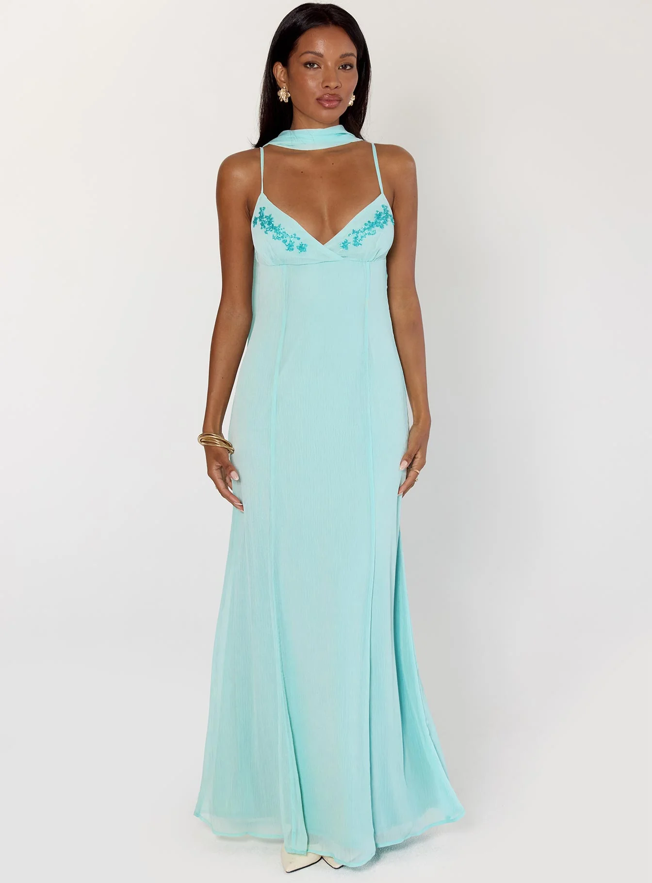 Jadira Scarf Maxi Dress Aqua