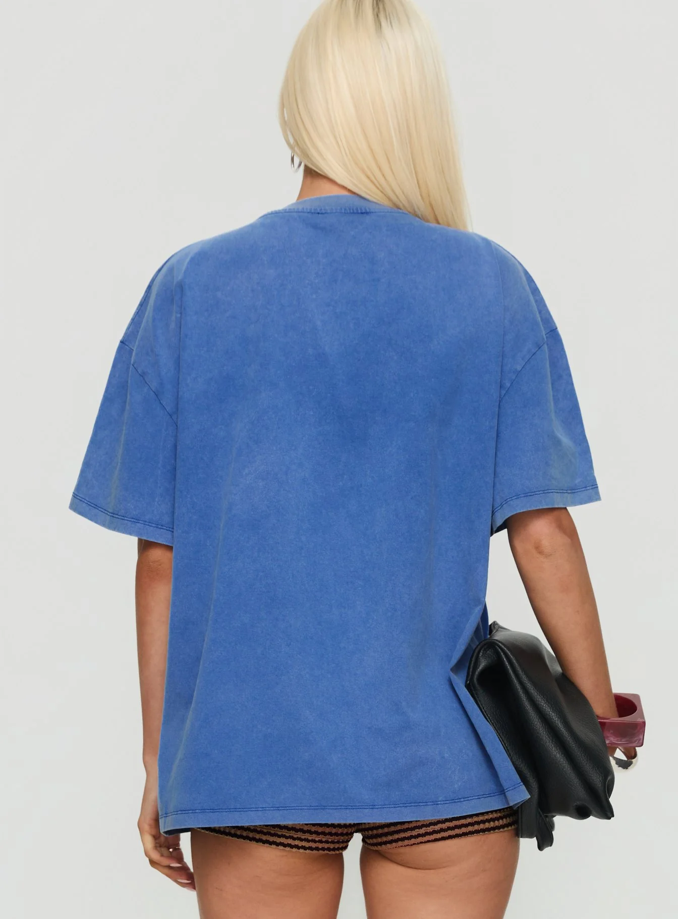 Linsay Oversized Tee Blue / Pomegranate