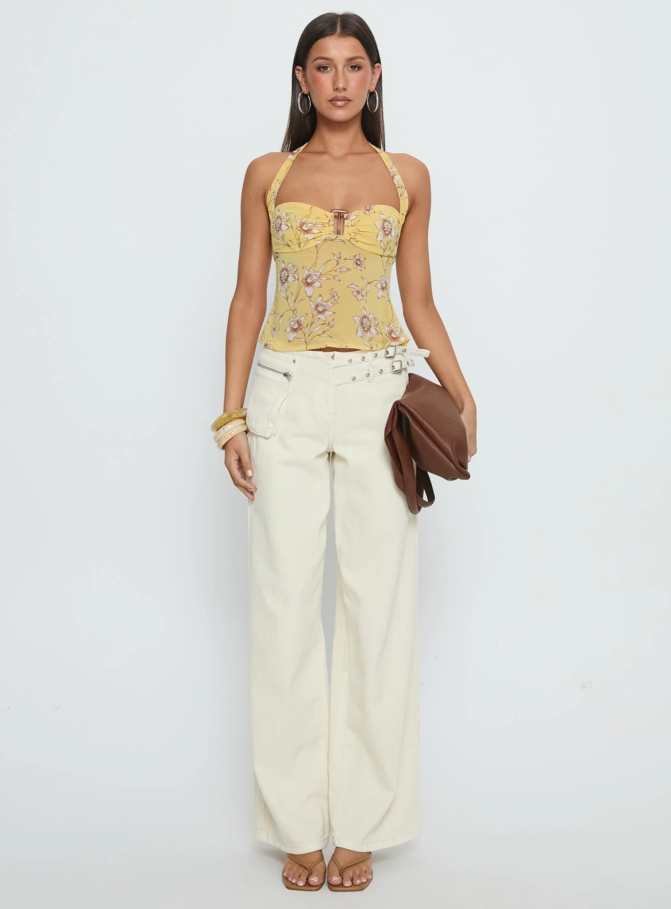 Isabetta Halter Top Yellow Floral