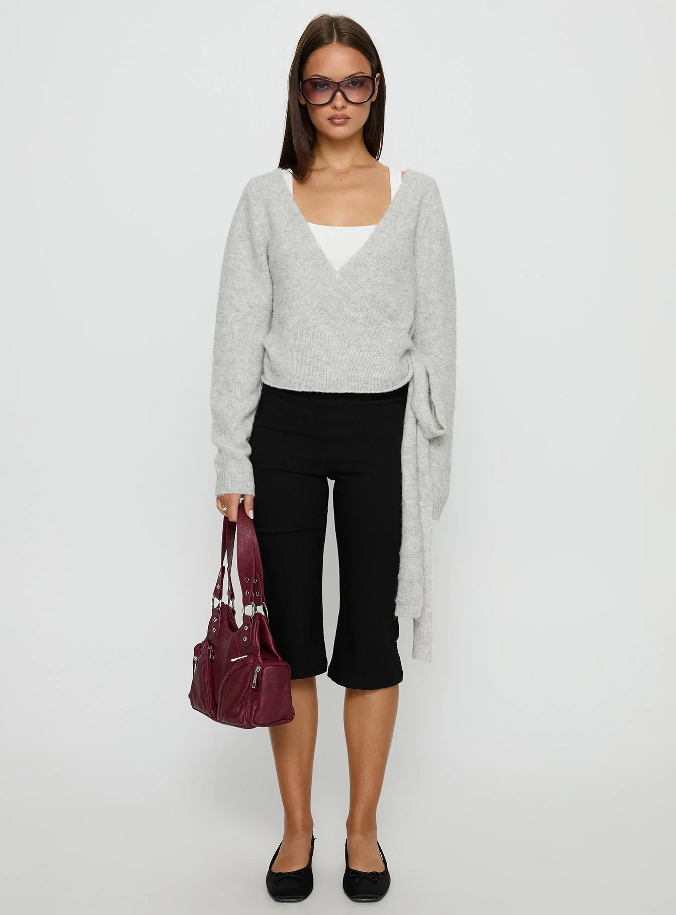 Tonee Wrap Knit Cardigan Grey