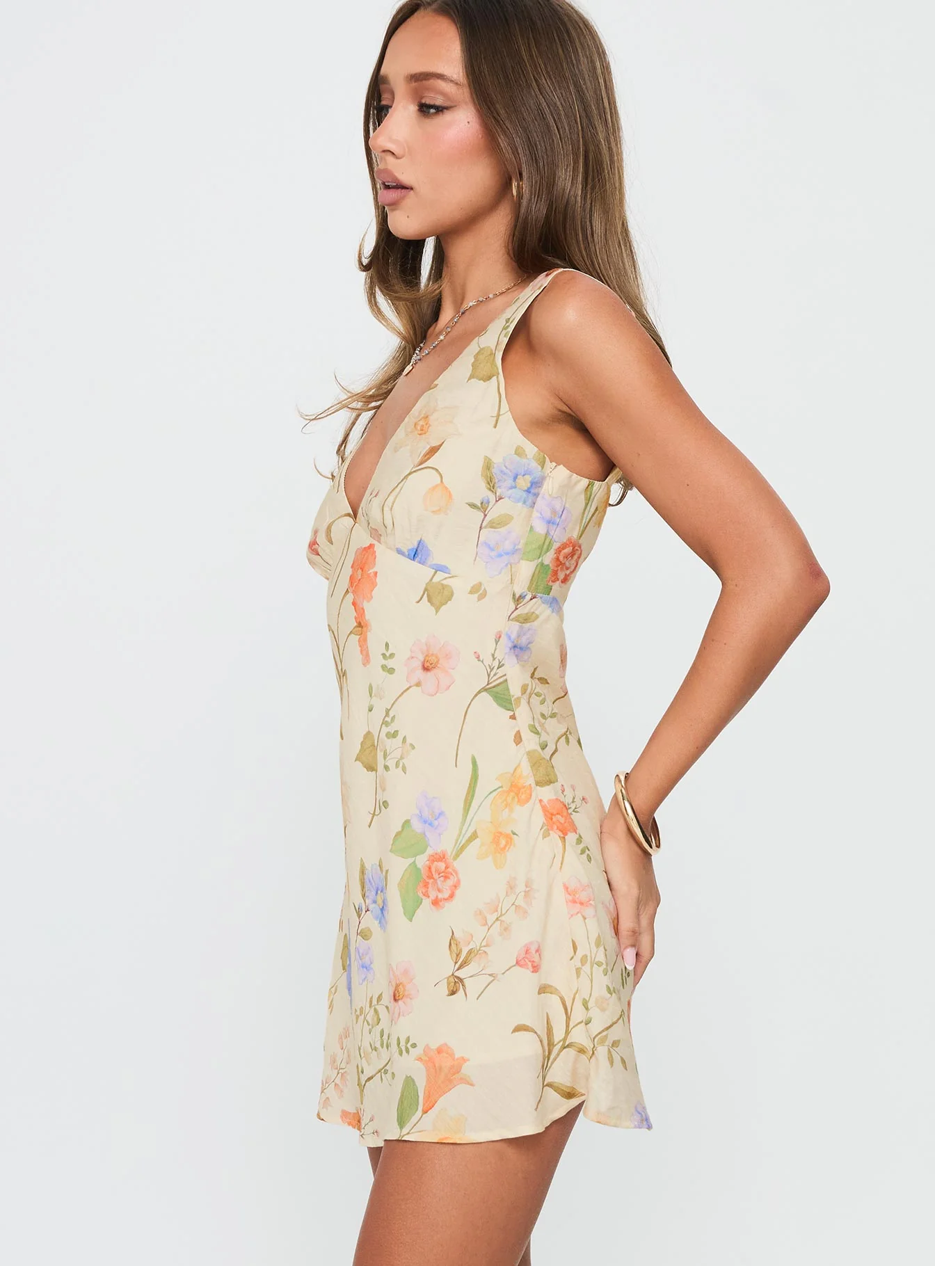 Pennie Bias Mini Dress Cream / Floral