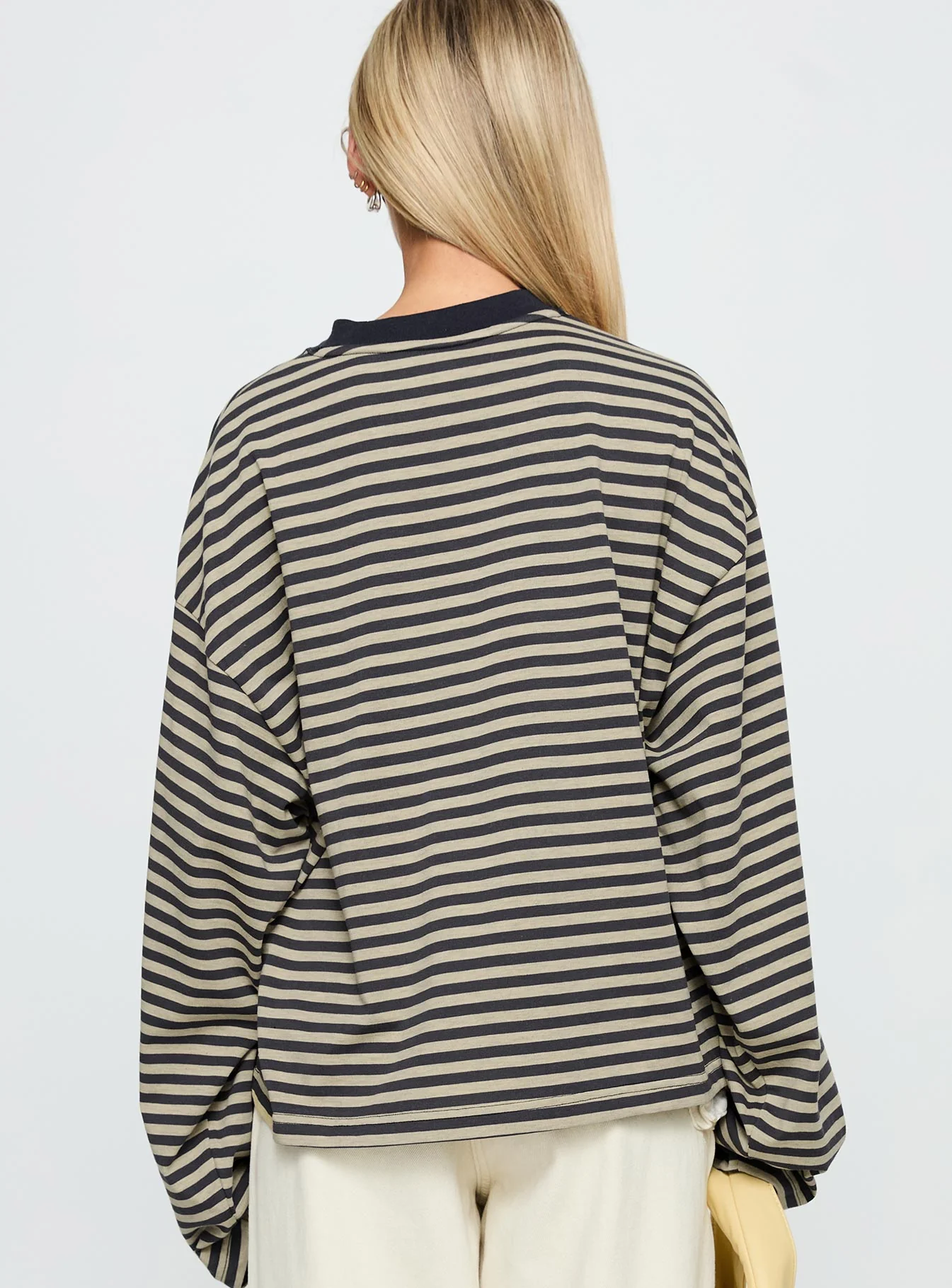 Bloom Long Sleeve Top Beige Stripe