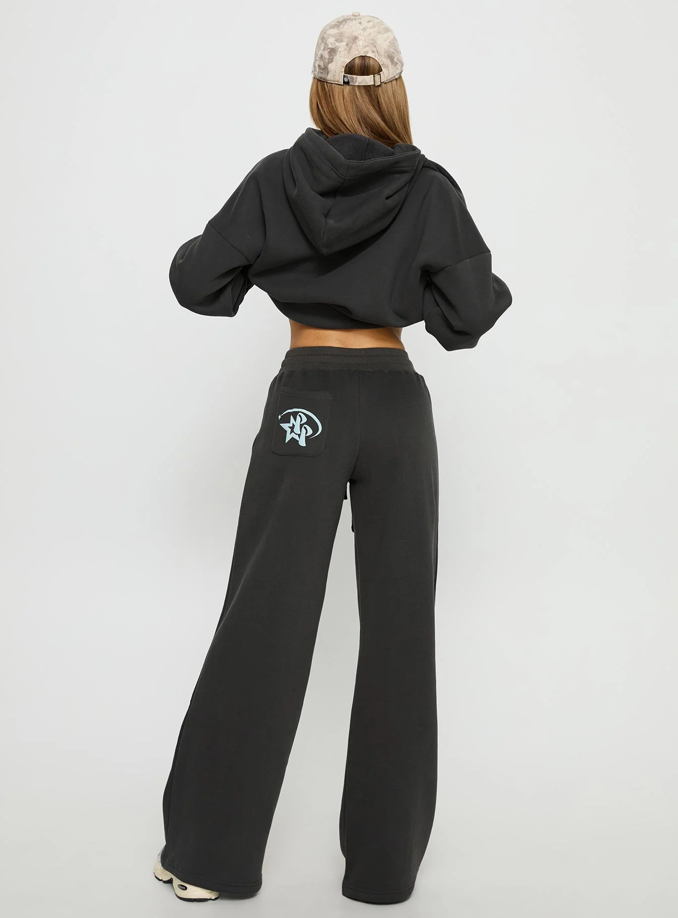 Princess Polly Stargirl Wide Leg Sweat Pants Charcoal