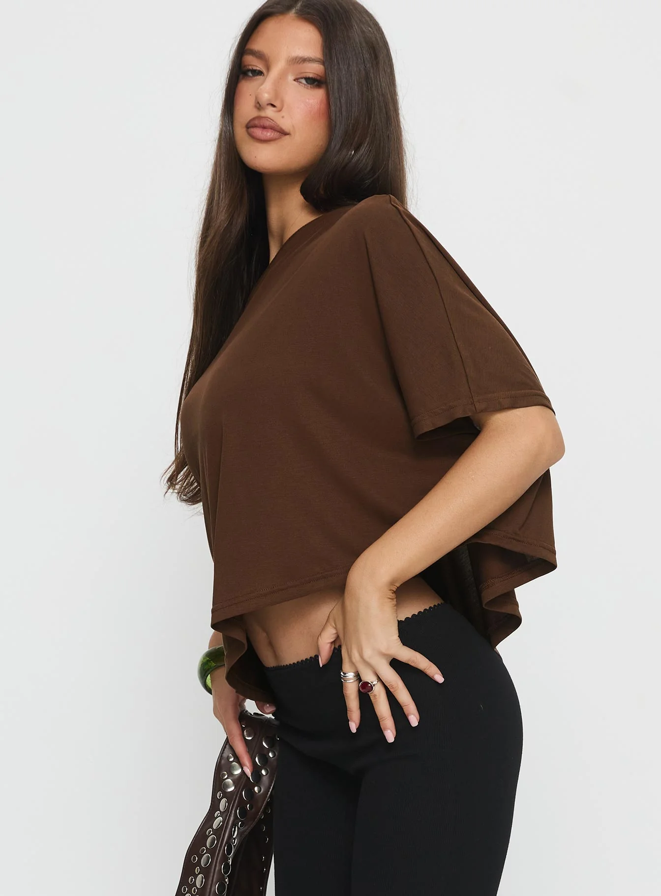 Passerby Asymmetrical Off Shoulder Top Brown