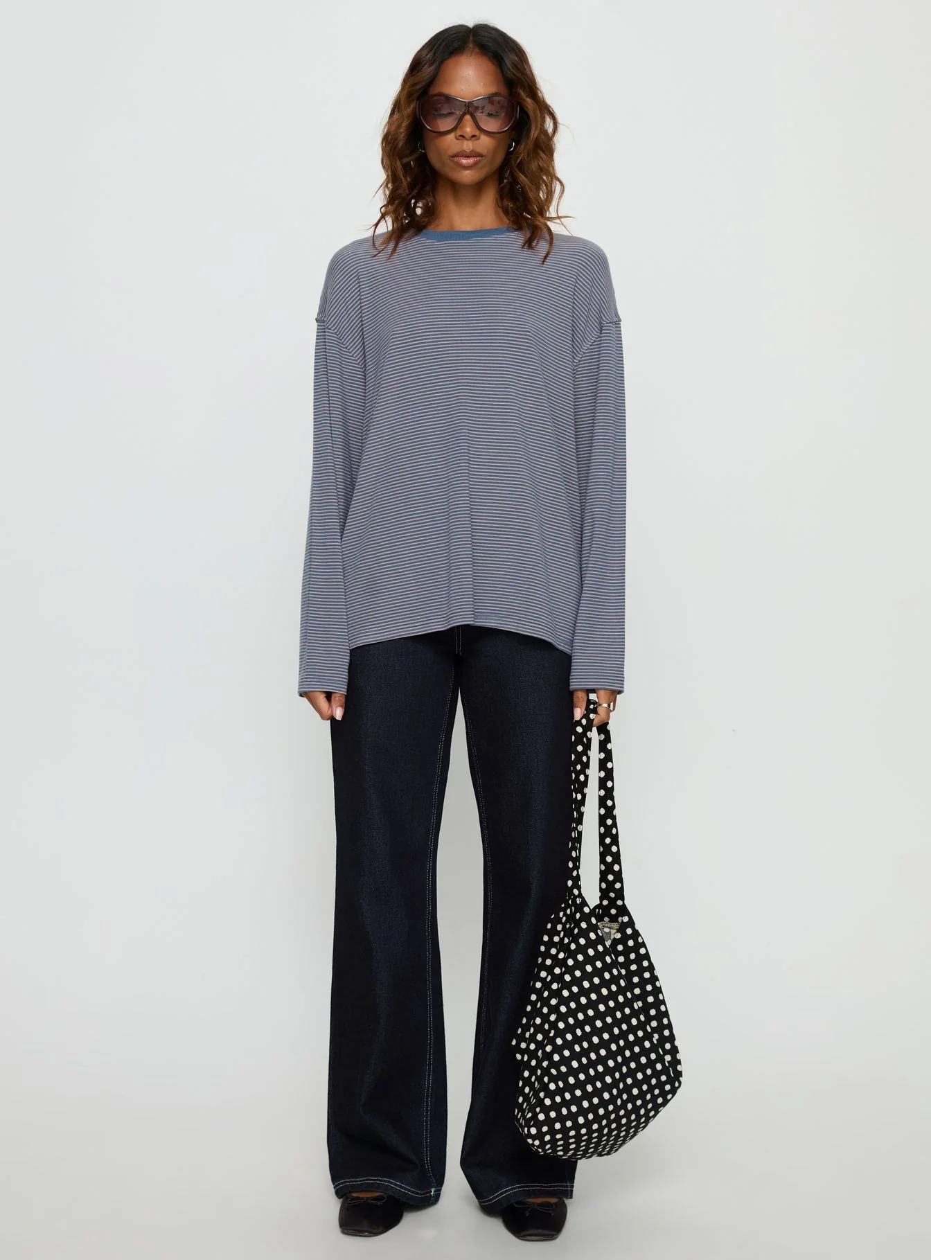 Avriana Long Sleeve Top Blue Stripe