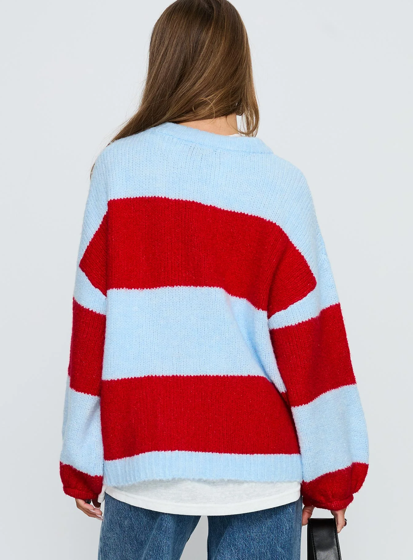 Bastien Crew Neck Knit Sweater Blue / Red