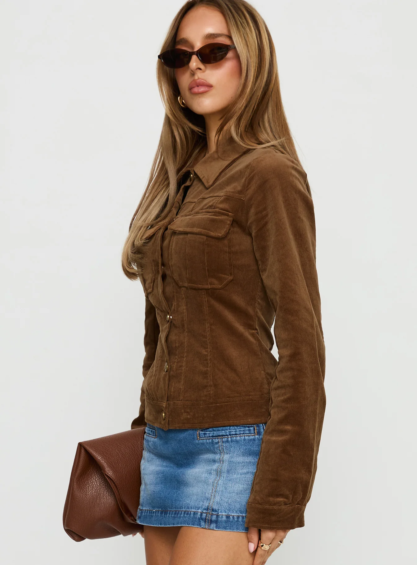 Jadeann Cord Fitted Jacket Brown