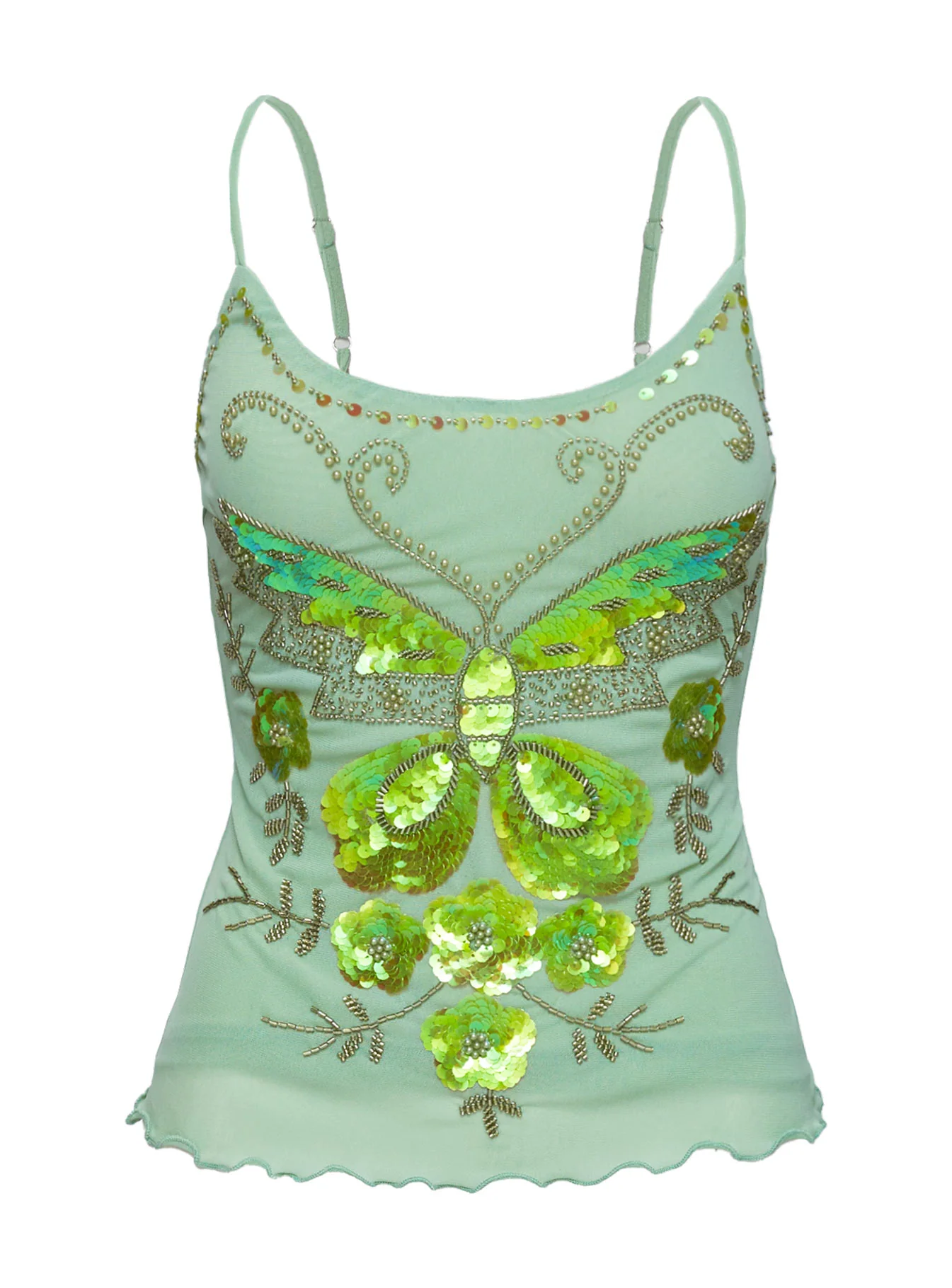 Start Of Summer Sequin Top Green