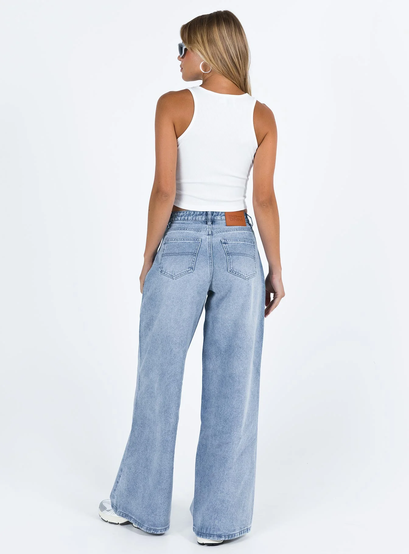 Naylor Mid Rise Wide Leg Jeans Light Blue Wash