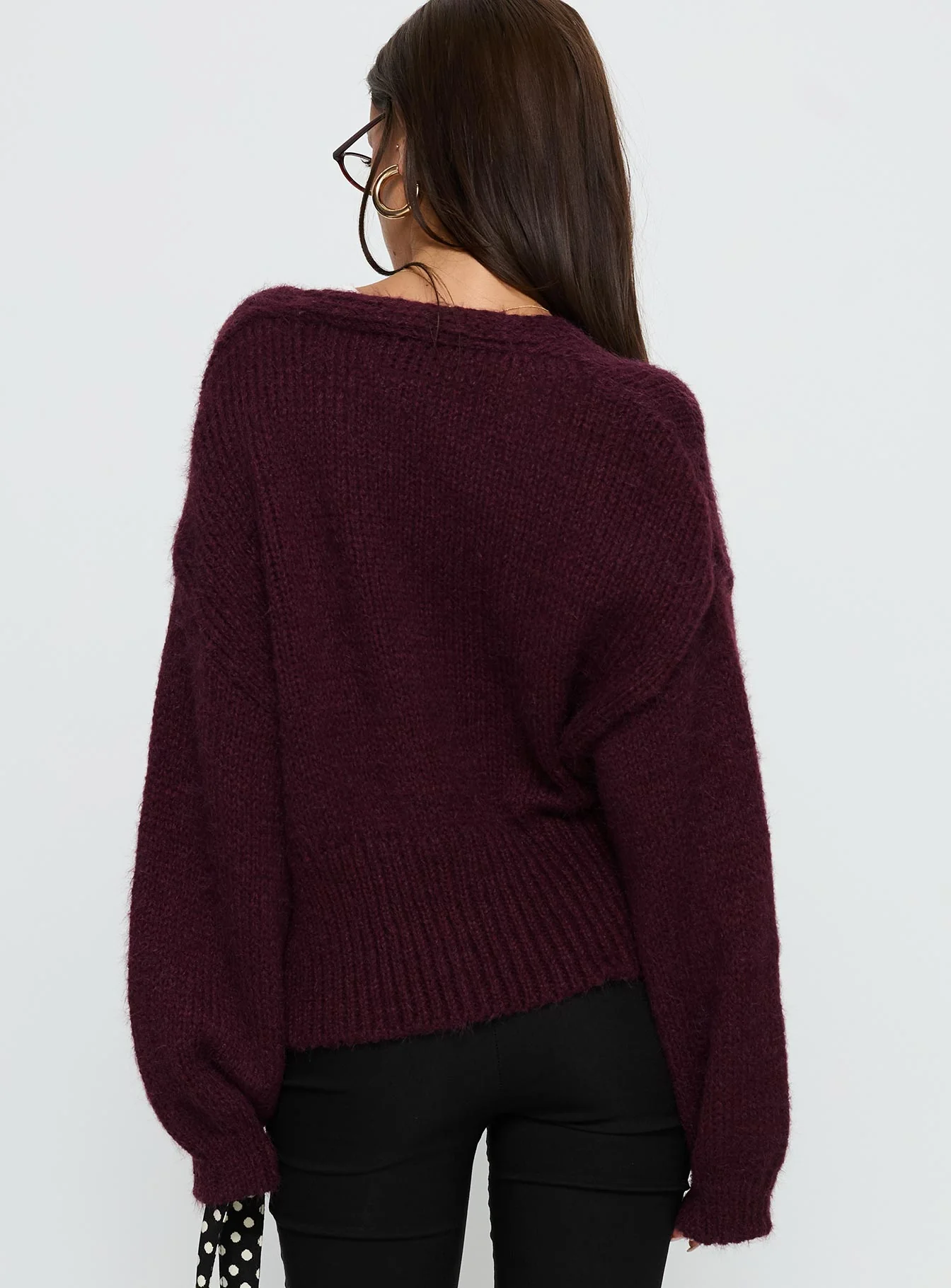 Yasmyn Knit Cardigan Burgundy