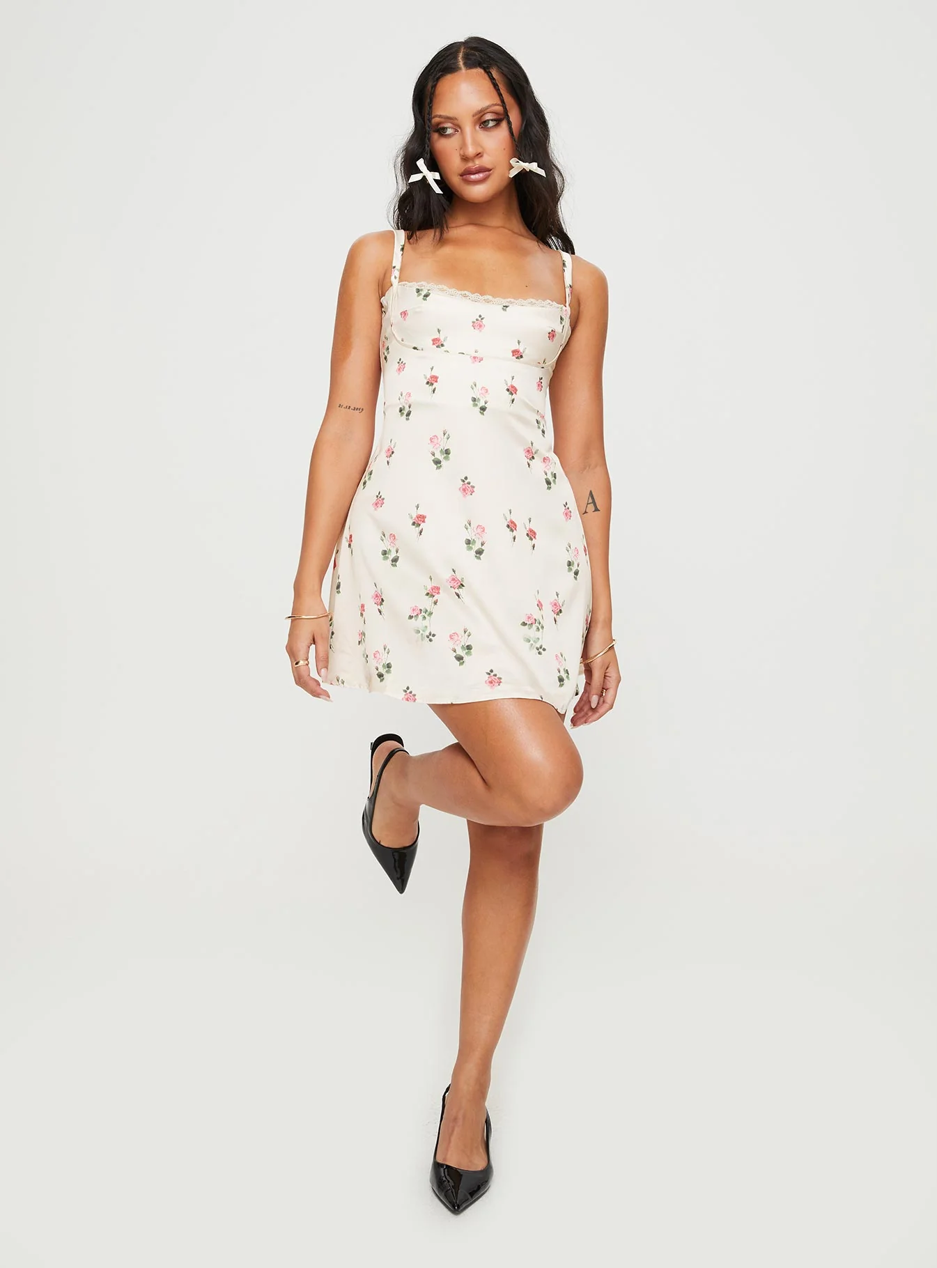 Remini Satin Mini Dress Floral