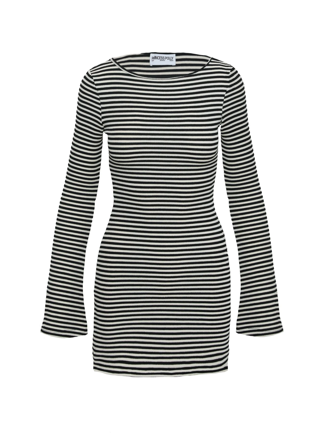 Bryanna Long Sleeve Mini Dress Black / White
