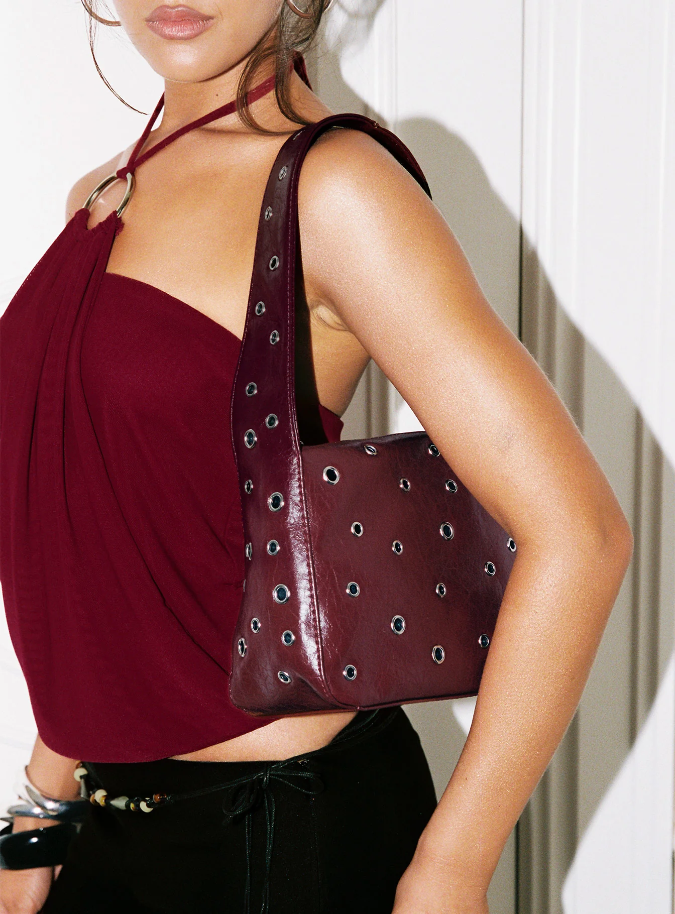 Dream Came True Eyelet Shoulder Bag Cherry
